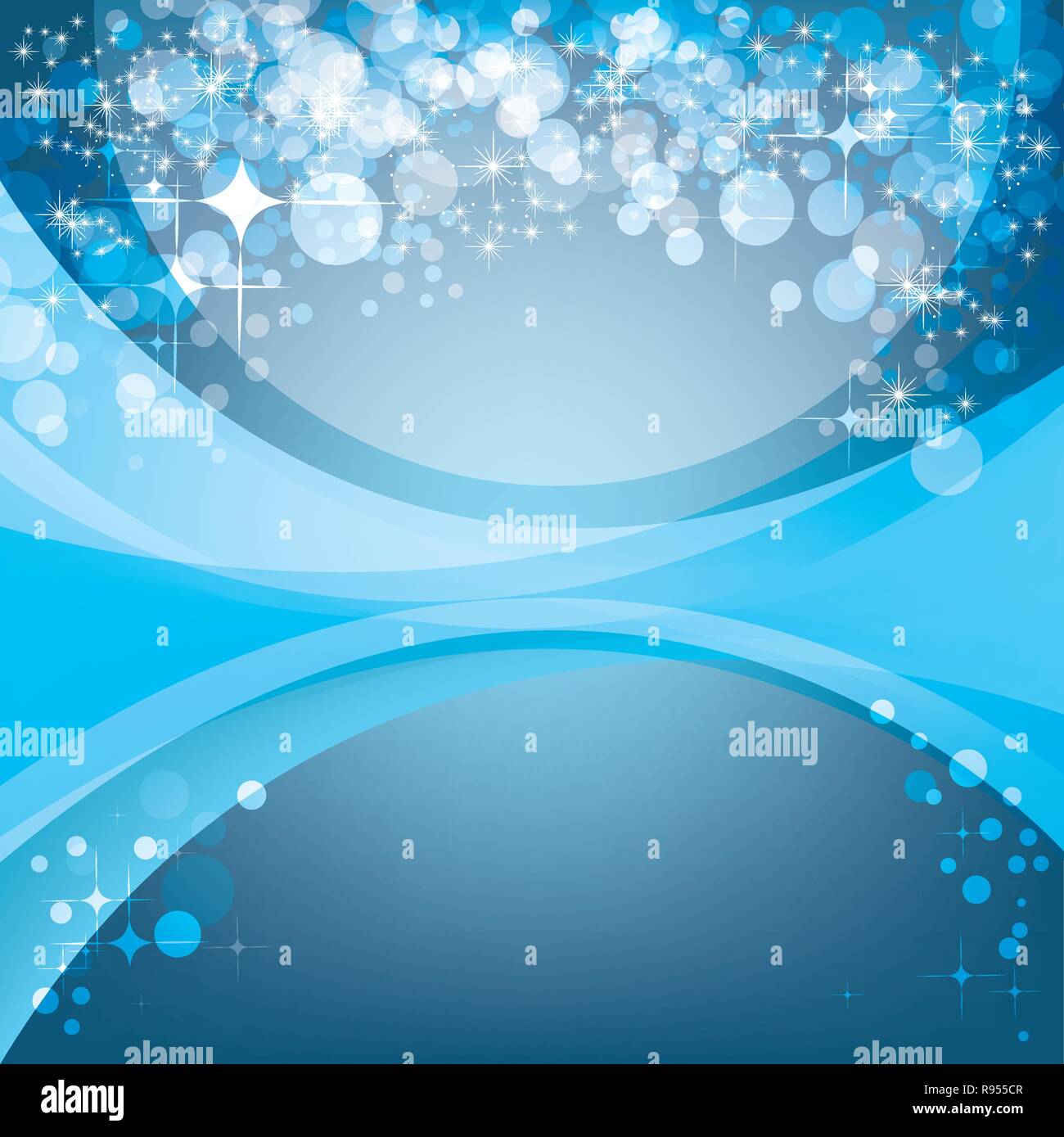 Résumé fond bleu, maison de modèle avec des étoiles brillantes et copyspace Illustration de Vecteur