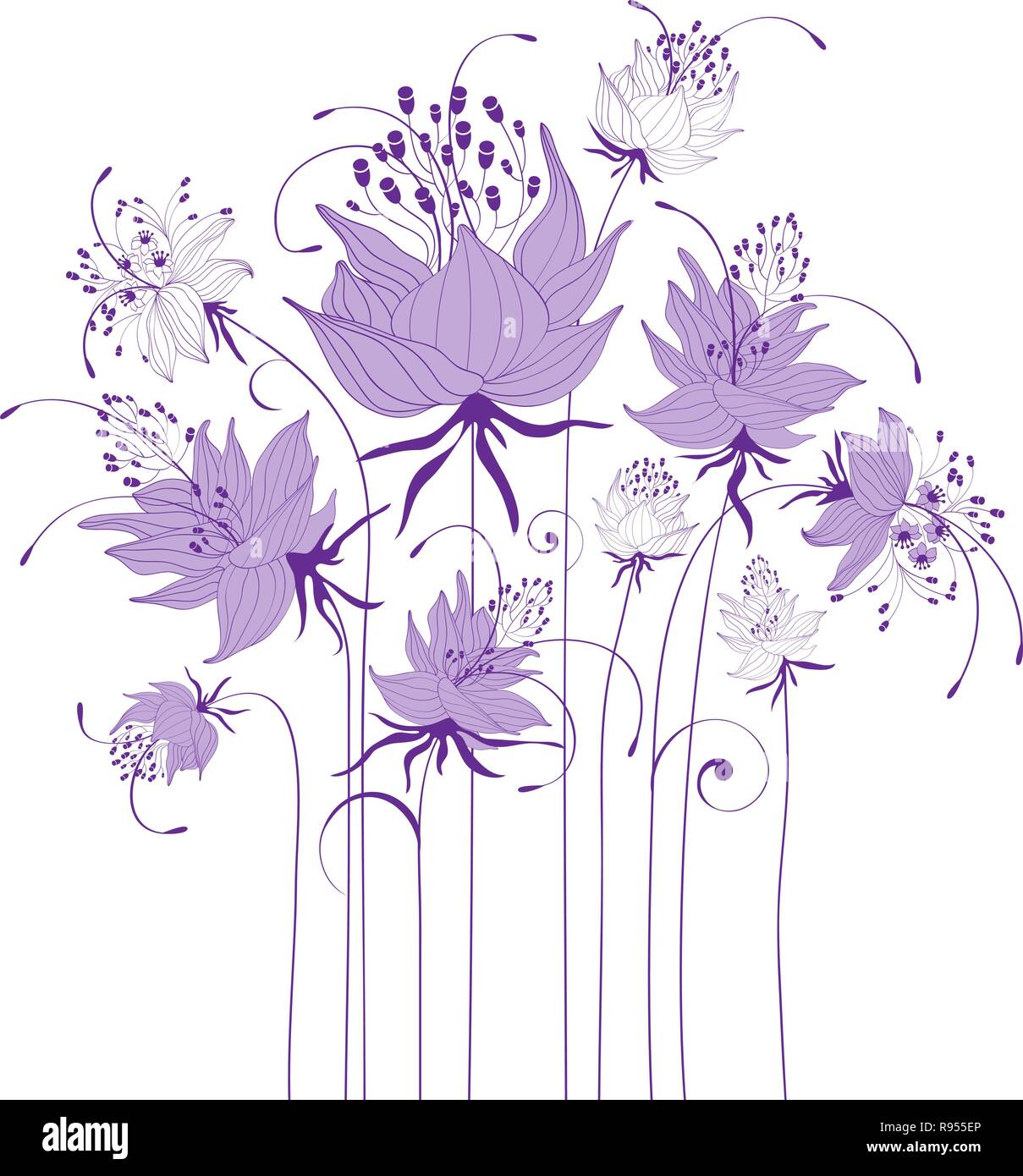 Design Floral, fleurs stylisées Illustration de Vecteur