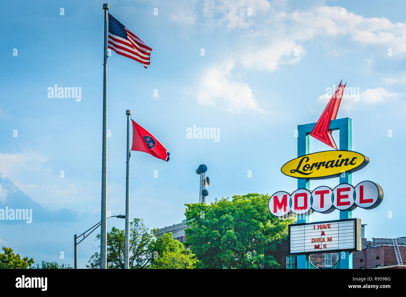Un panneau à l'entrée de la Lorraine Motel dit, "J'ai un rêve", 7 septembre 2015, à Memphis, Tennessee. Le Dr Martin Luther King a été tué là. Banque D'Images