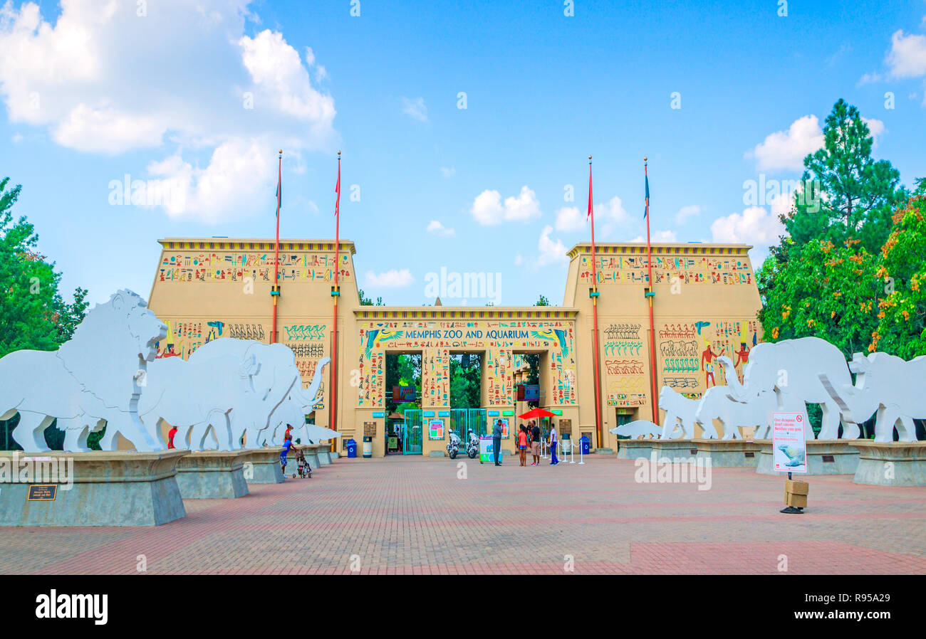L'entrée du Zoo de Memphis est représenté, le 8 septembre 2015, à Memphis, Tennessee. Le zoo propose plus de 3 500 animaux. Banque D'Images