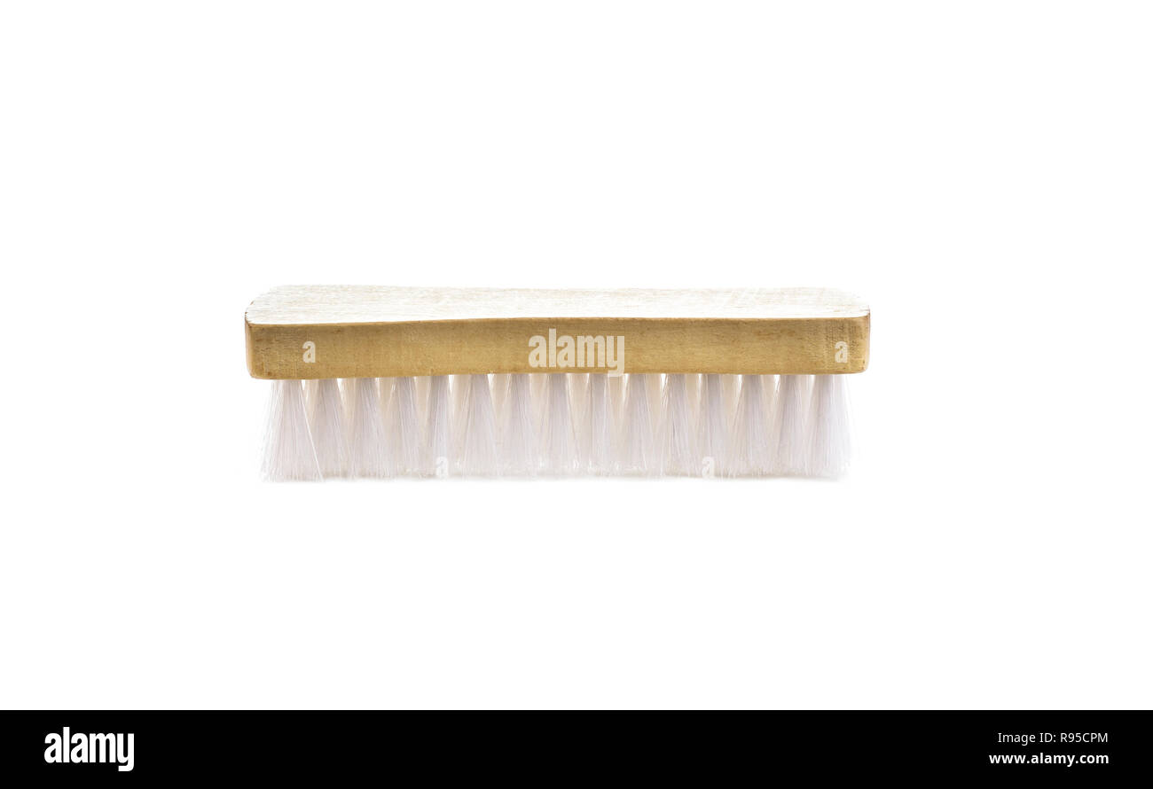 Brosse de nettoyage vêtements isolé sur fond blanc Banque D'Images