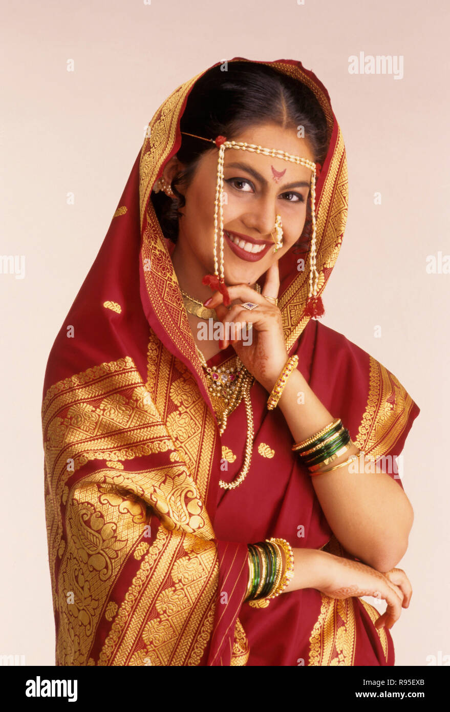 Mariée de Maharashtra, Inde Banque D'Images