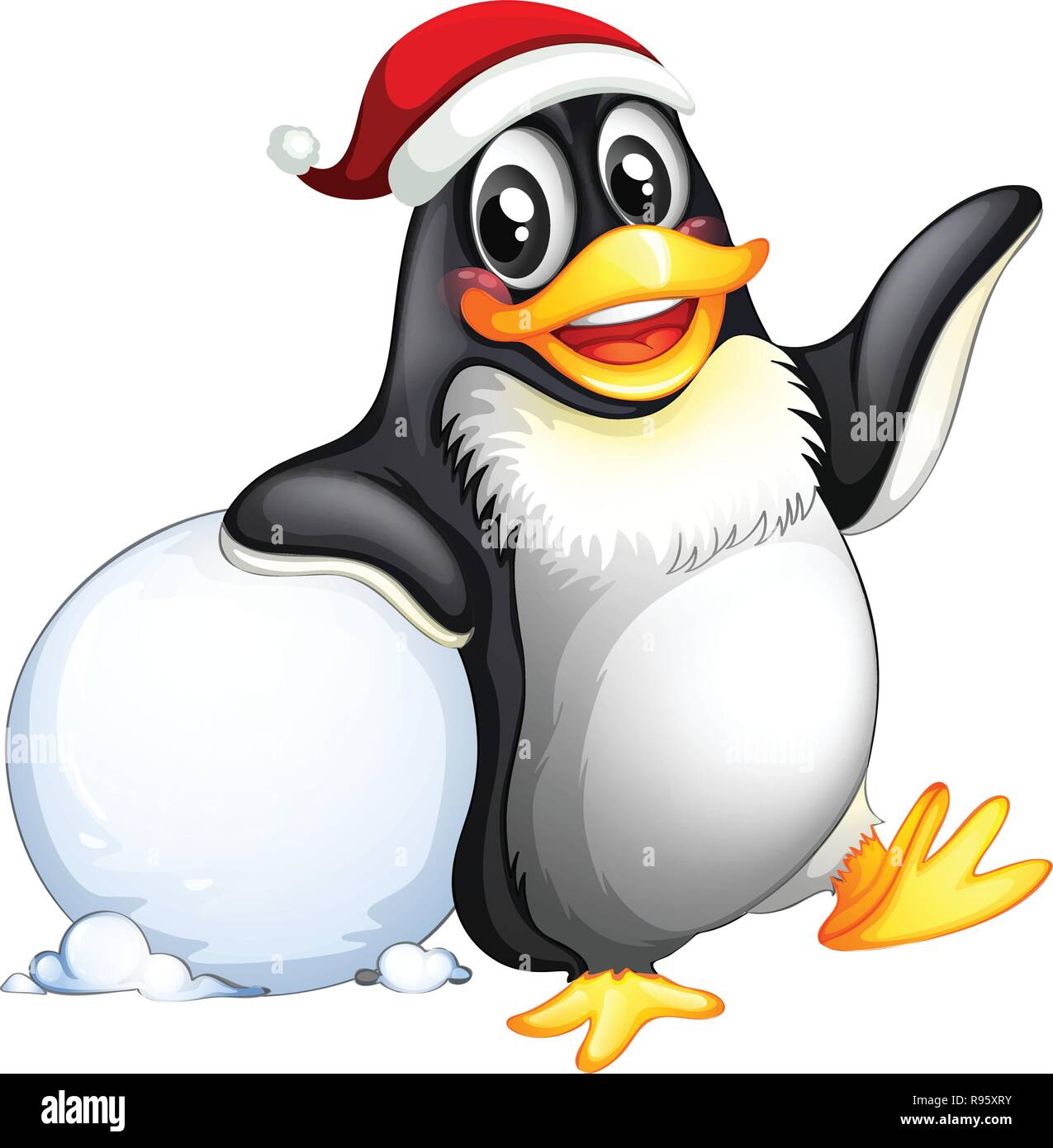 Caractère de pingouin avec illustration boule Illustration de Vecteur