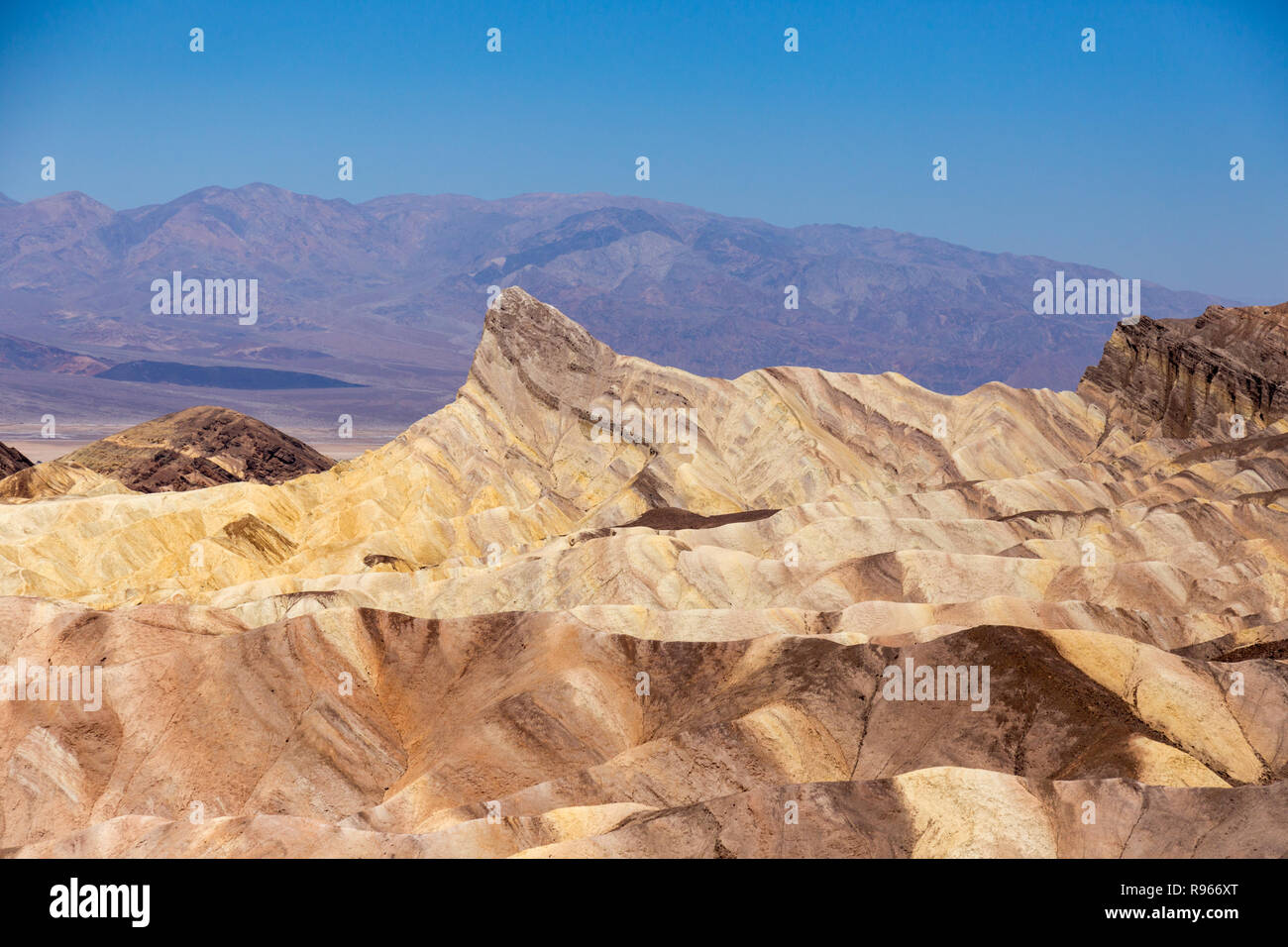 Zabriskie Point est une partie d'Amargosa Range situé dans l'est de la Death Valley réputée pour son paysage d'érosion des sédiments de Furnace Creek. Banque D'Images
