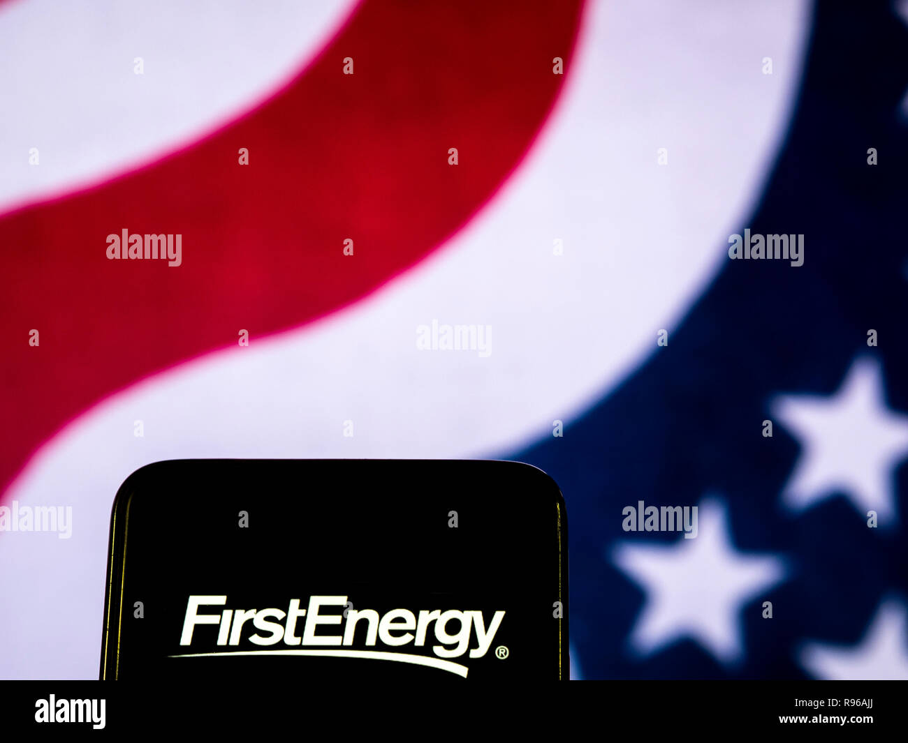 FirstEnergy Electric services logo de l'entreprise vu affichée sur smart phone Banque D'Images