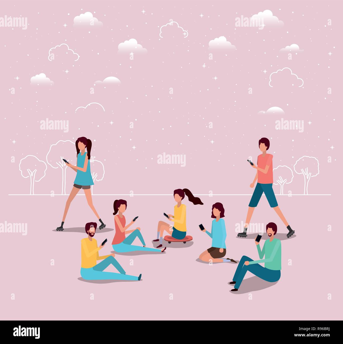 Social community using smartphones Illustration de Vecteur