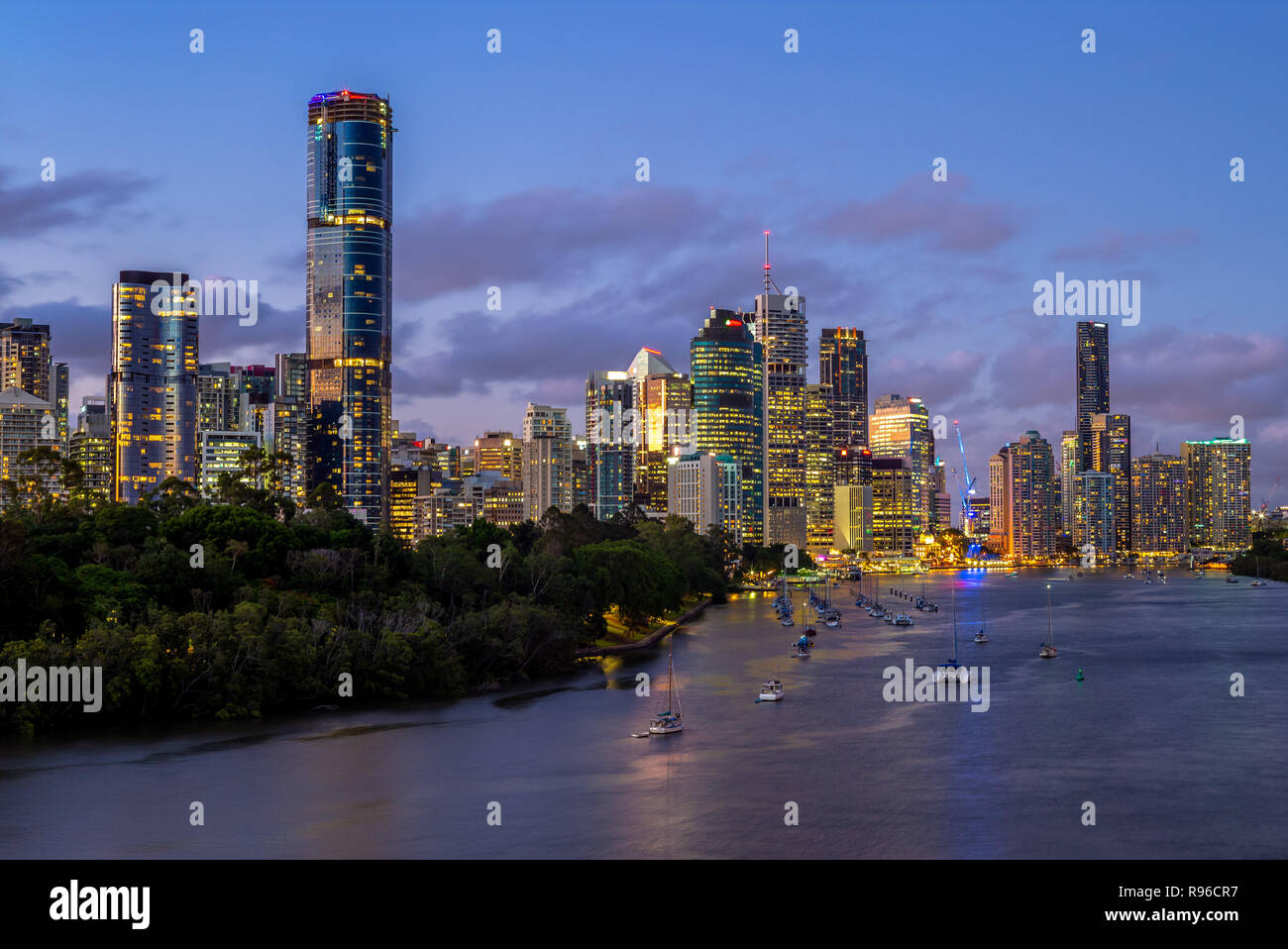L'horizon de Brisbane, capitale du Queensland, Australie Banque D'Images