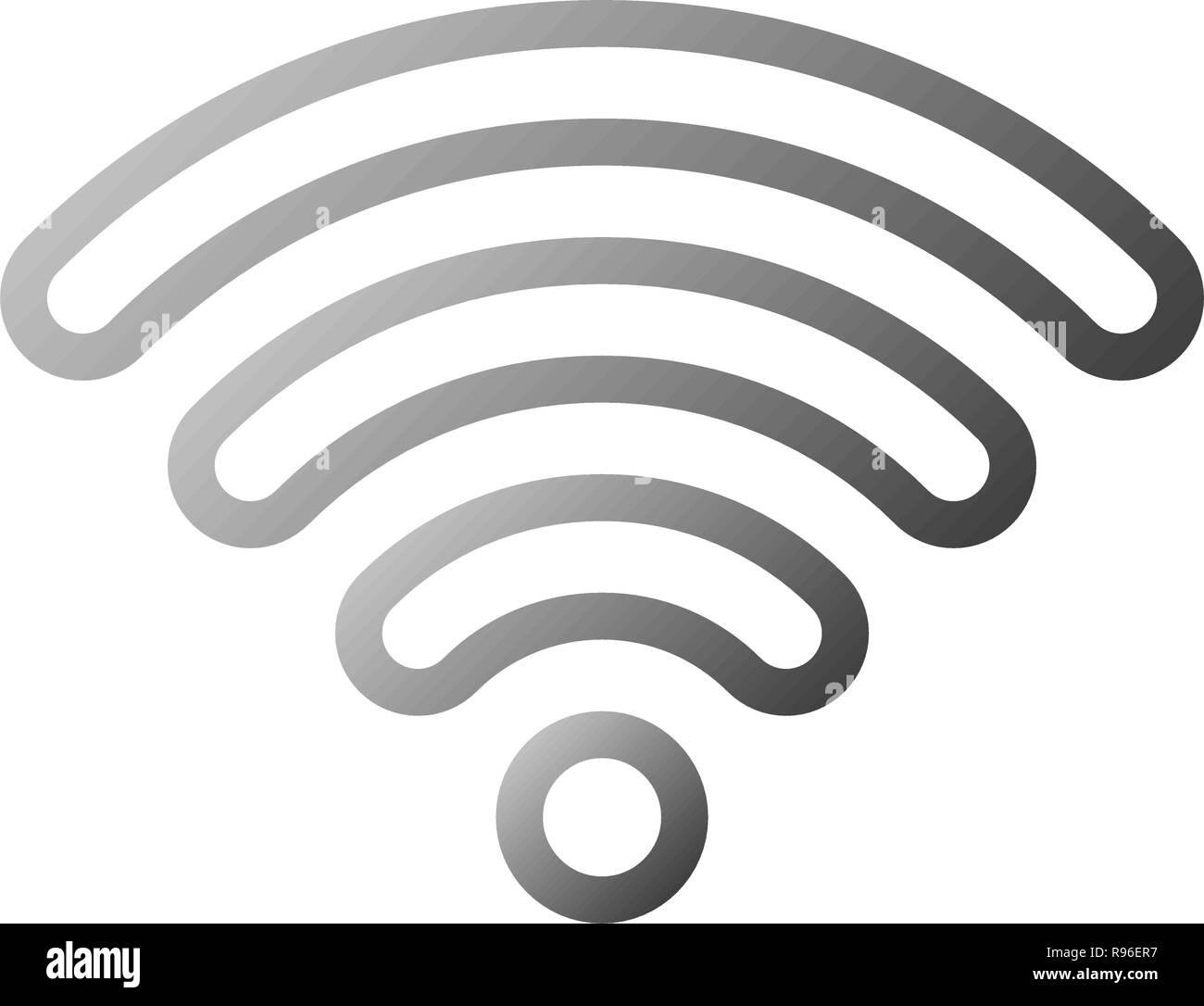 Connexion Wi-Fi au réseau local - icône symbole gris moyen indiqué, gradient arrondis isolé - vector illustration Illustration de Vecteur