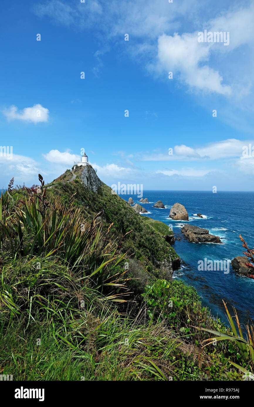 Nugget Point Lighthouse en Nouvelle Zélande Banque D'Images