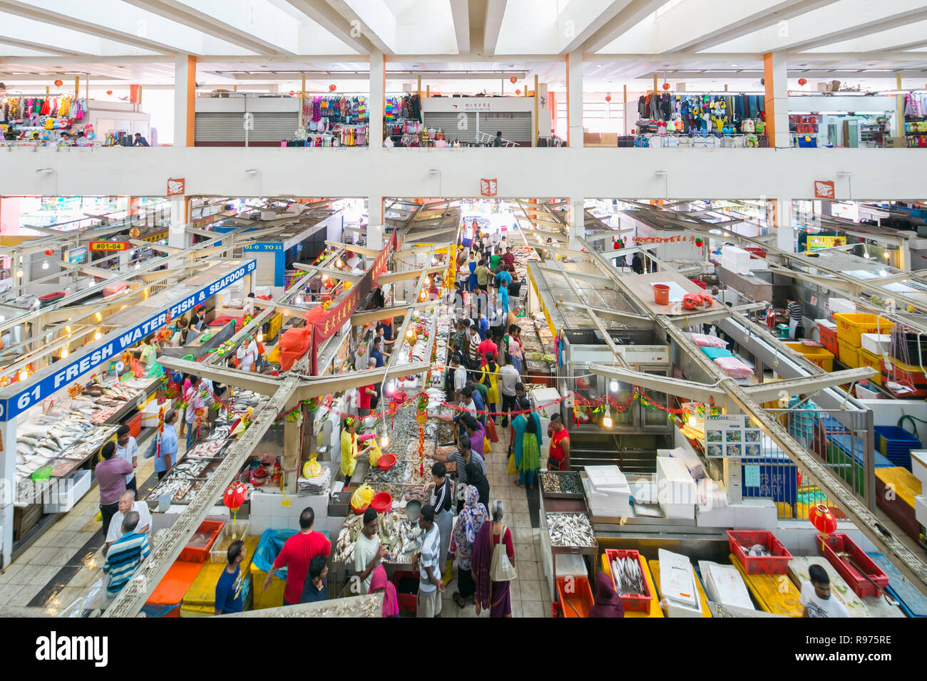 Un aperçu de l'ensemble des marchés dans le centre Tekka Tekka à Little India, à Singapour. Banque D'Images