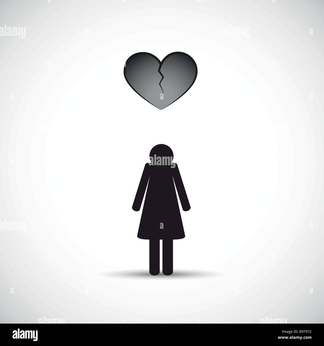 Chagrin Divorce Concept Avec Femme Triste Et Cœur Brise Vector Illustration Eps10 Image Vectorielle Stock Alamy