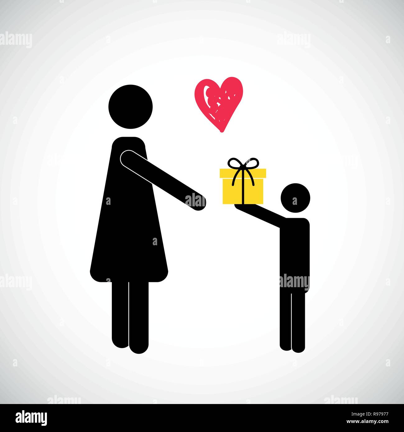 Femme est cadeau d'un pictogramme enfant illustration vecteur EPS10 Illustration de Vecteur