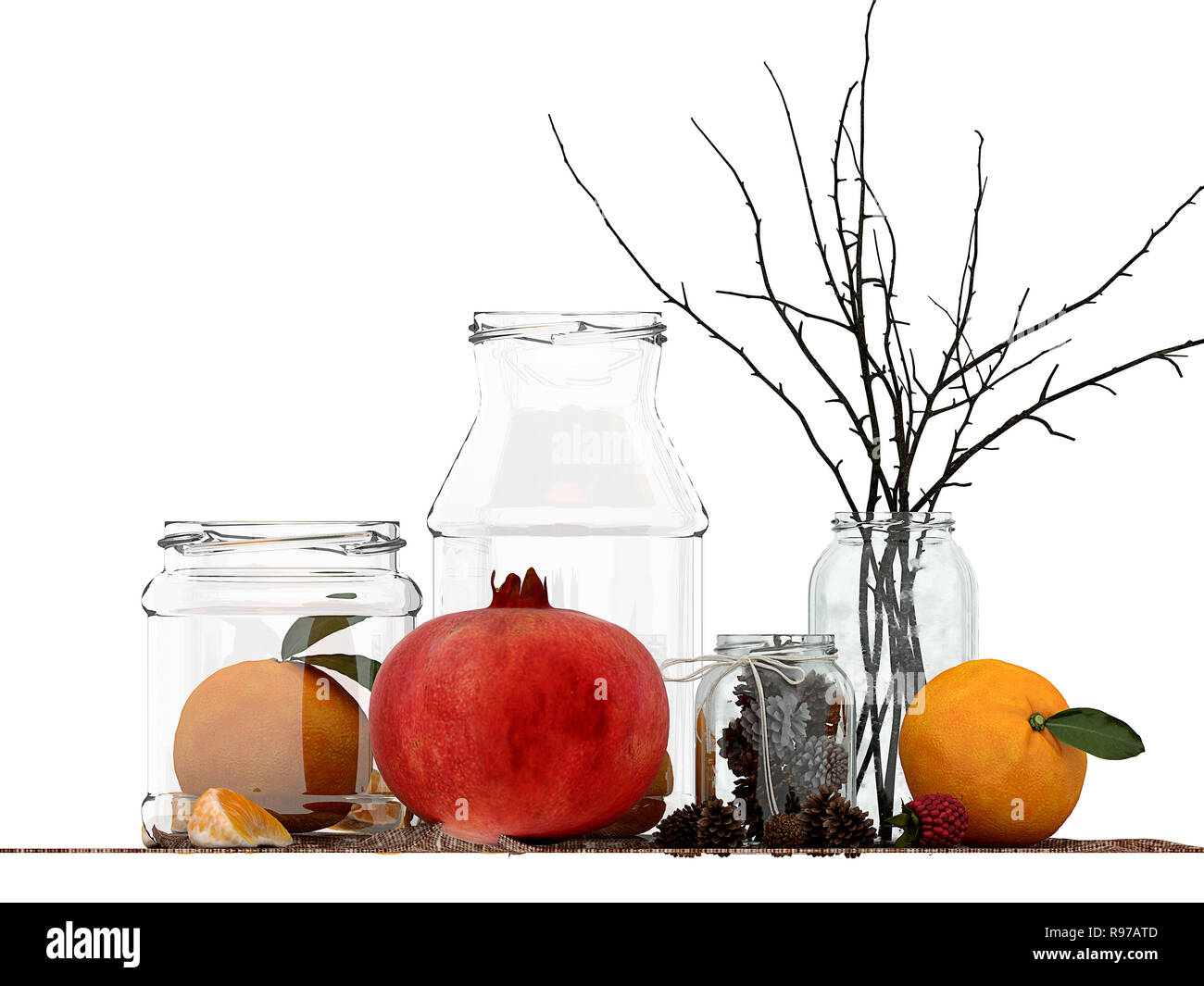 Fruits et bouteilles concept Banque D'Images