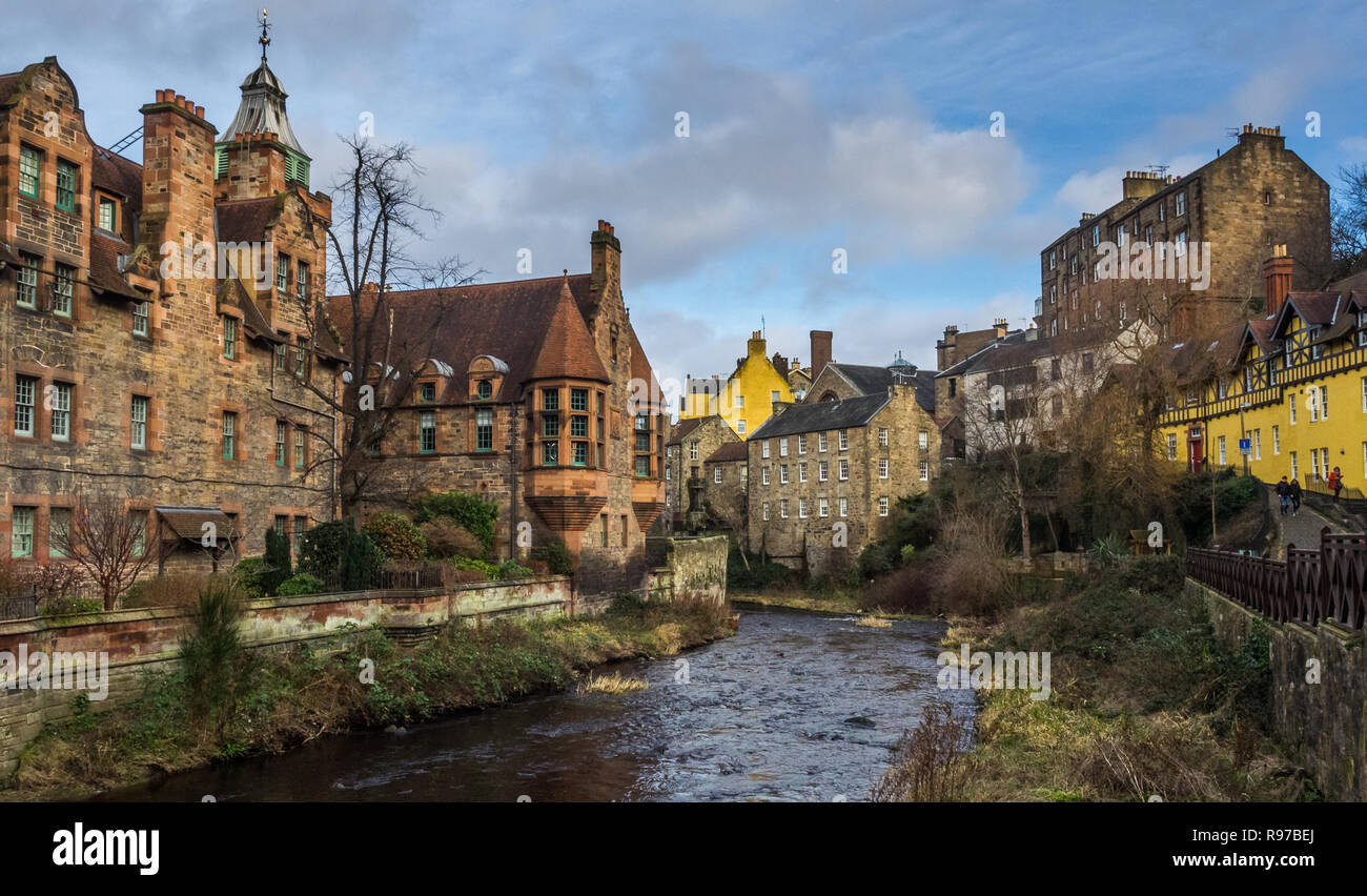 Le doyen Village est un oasis de verdure tranquille sur l'eau de Leith, seulement cinq minutes à pied de Princes Street, dans le centre d'Édimbourg, Écosse Banque D'Images