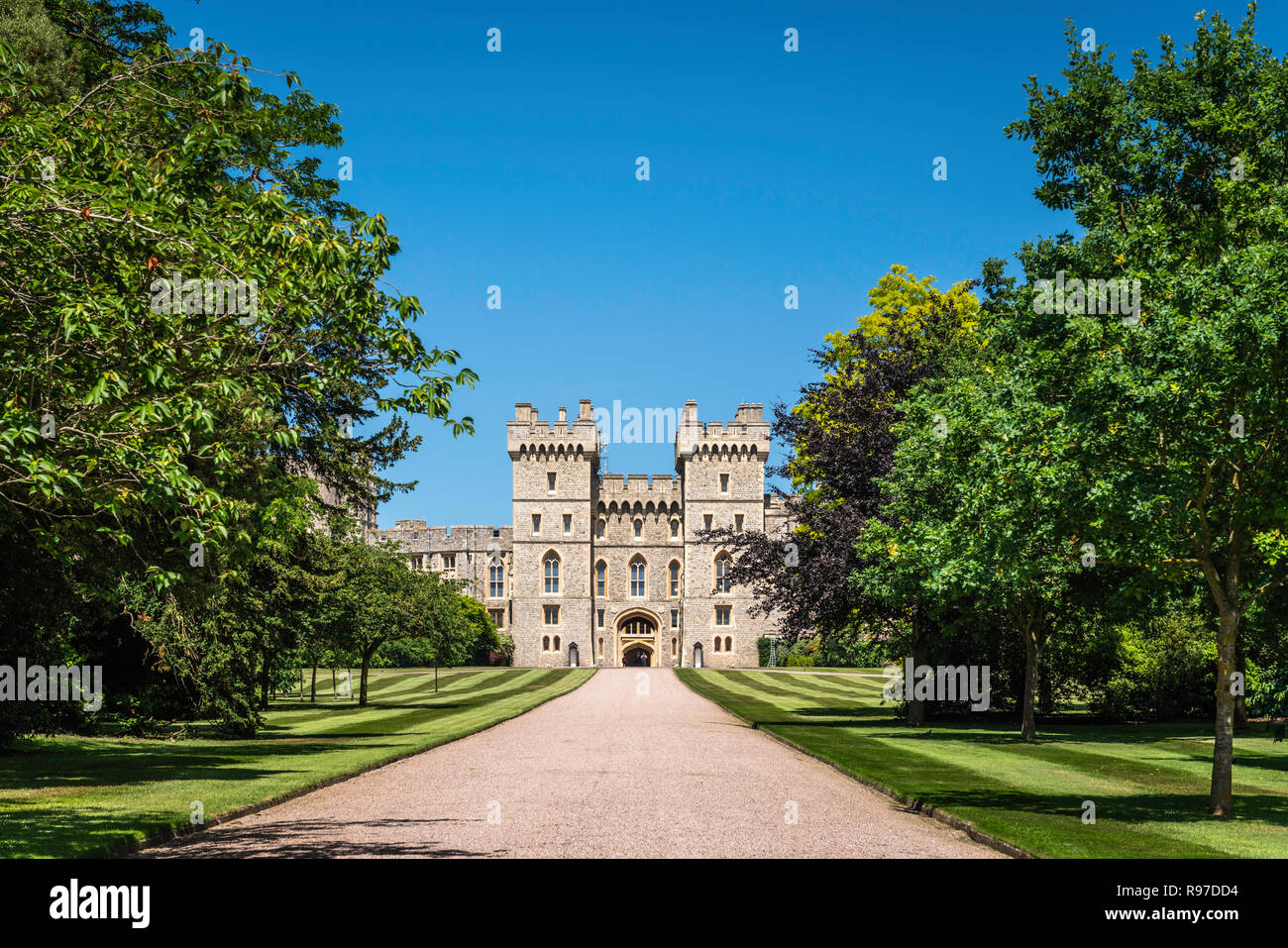 La partie supérieure de la Ward entrée au château de Windsor à Windsor, Berkshire, Grande Bretagne, France, Europe. Banque D'Images