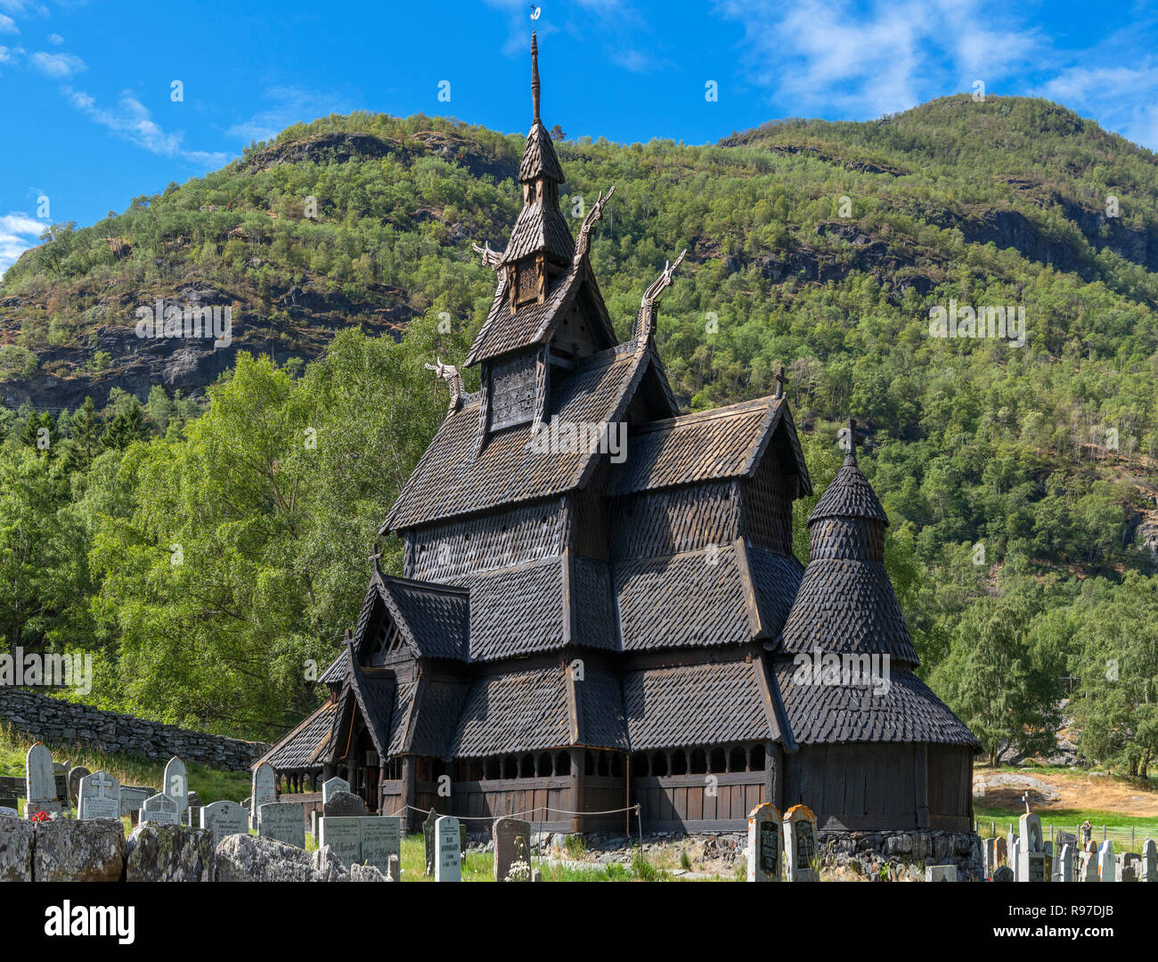 Église Borgund Borgund stavkyrkje (), Norvège, Laerdal, Borgund Banque D'Images