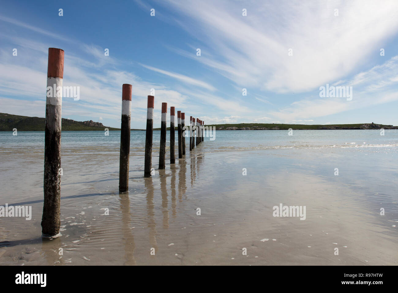 Bollard sur une plage en Afrique du Sud Langebaan Banque D'Images