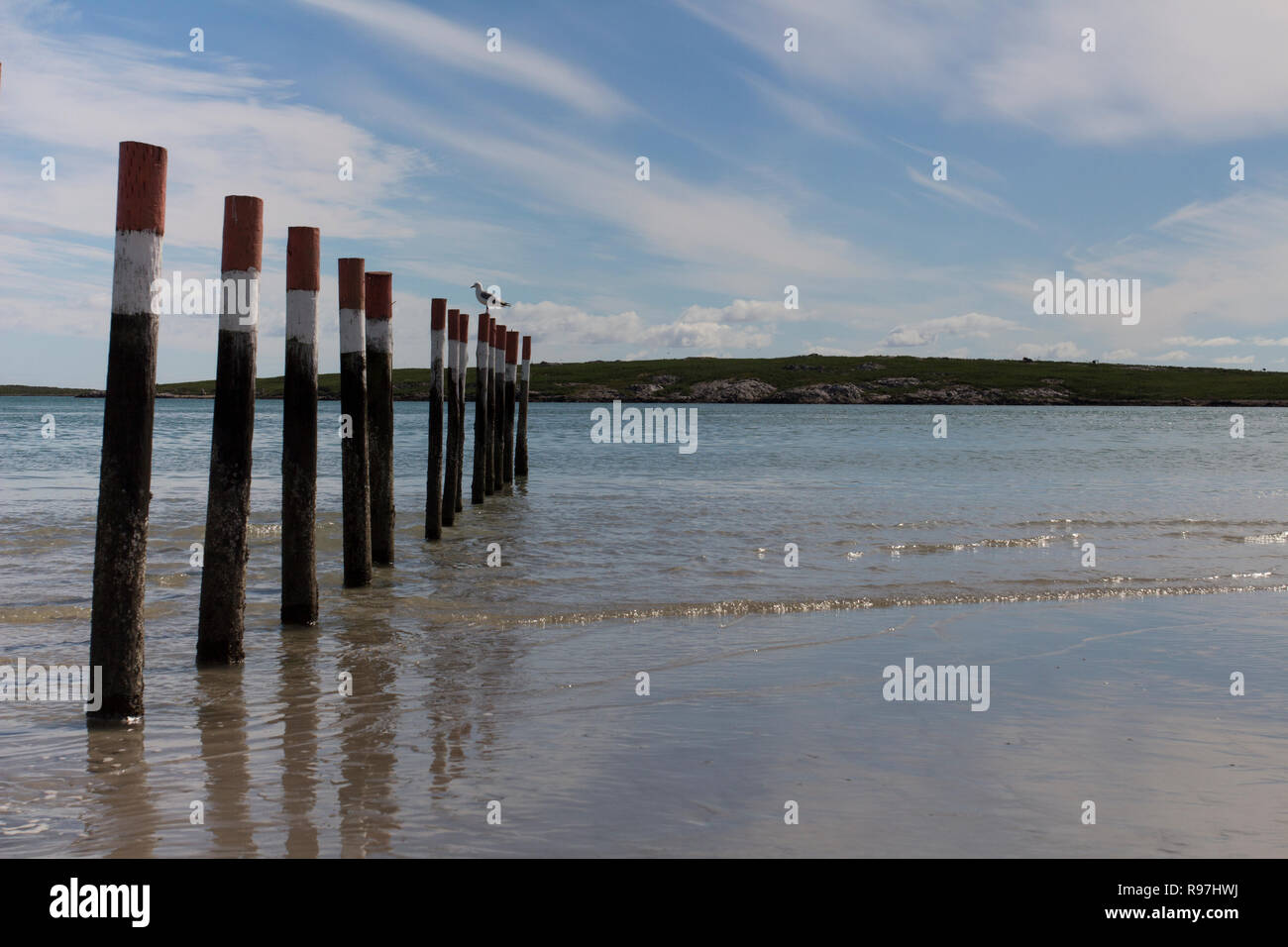 Bollard sur une plage en Afrique du Sud Langebaan Banque D'Images