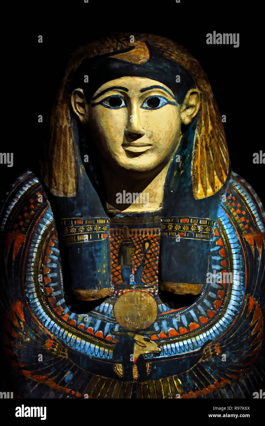 Cercueil intérieur d'Tanetcharoe, Saqqara, Dynasty 22, c.800 BC. (Collection Anastasi, 1828), l'Égypte, l'Égypte ancienne égyptienne.( sarcophages et masques de Maman ) Banque D'Images