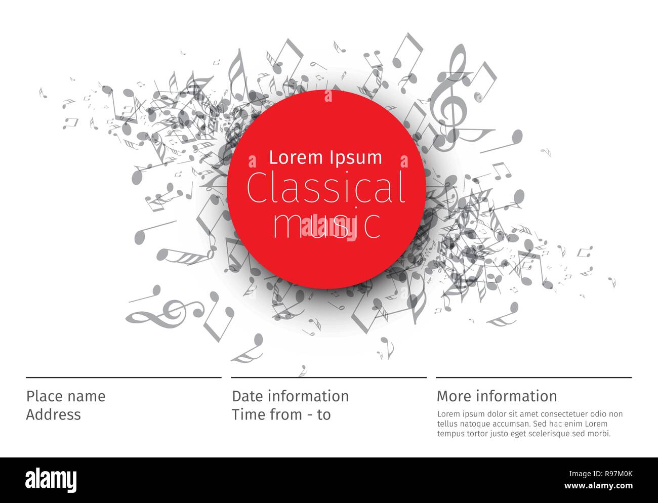 Concert de musique classique modèle d'affiche avec le nom de la bande, l'emplacement Illustration de Vecteur