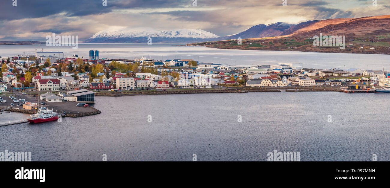 À l'automne d'Akureyri, Islande du Nord Banque D'Images