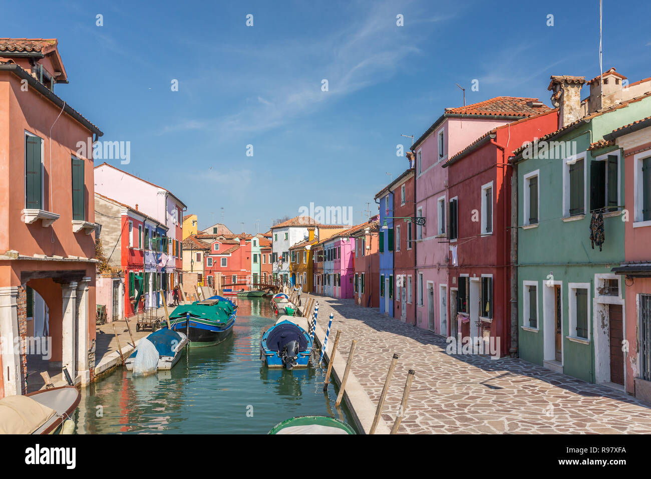 Maisons colorées de Burano, Venise, Italie. Banque D'Images