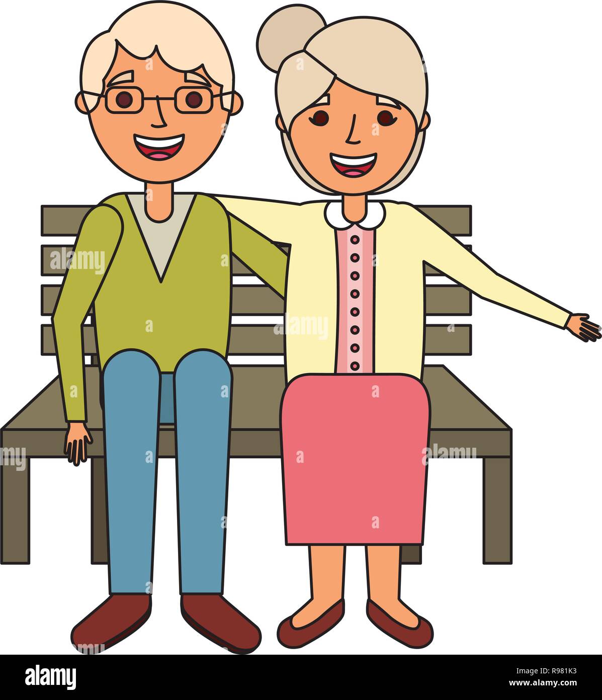 Vieux couple sitting on bench vector illustration Illustration de Vecteur