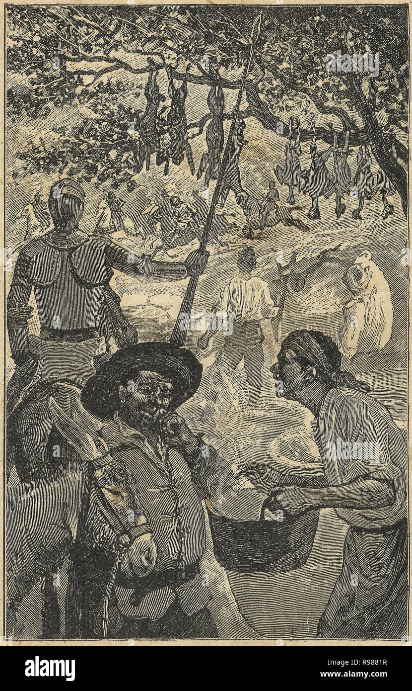 Mariage de Camacho l'aventure riche. Don Quichotte scène de roman. Illustration de S. Calleja Edition, publiée en 1916. Banque D'Images
