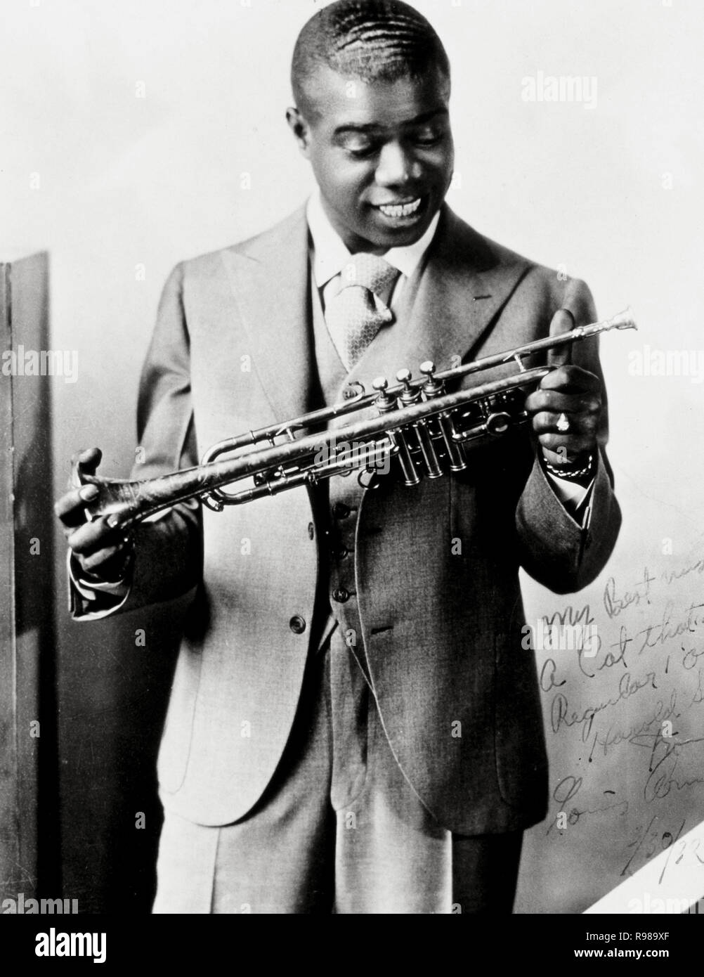 Louis Armstrong, trompetista y cantante estadounidense de jazz. Chicago, 1931. Banque D'Images