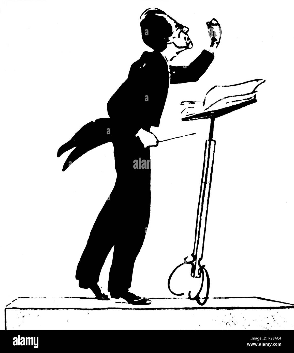 Gustav Mahler (Kalischt, 1860-Paris, 1911). Le compositeur y director de orquesta austríaco. Caricatura. Banque D'Images