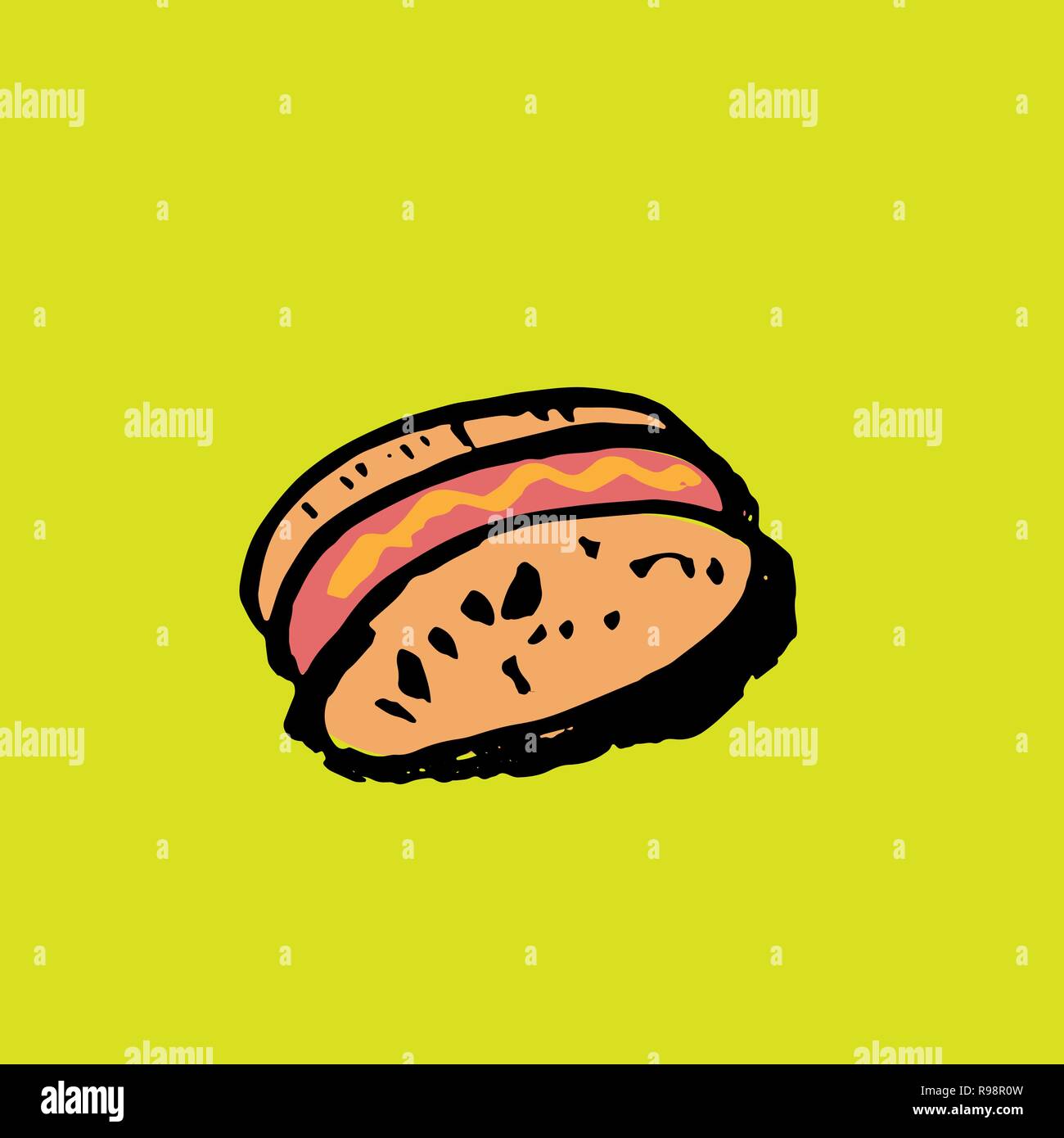 Grunge vector illustration icône de Hotdog. Illustration de Vecteur
