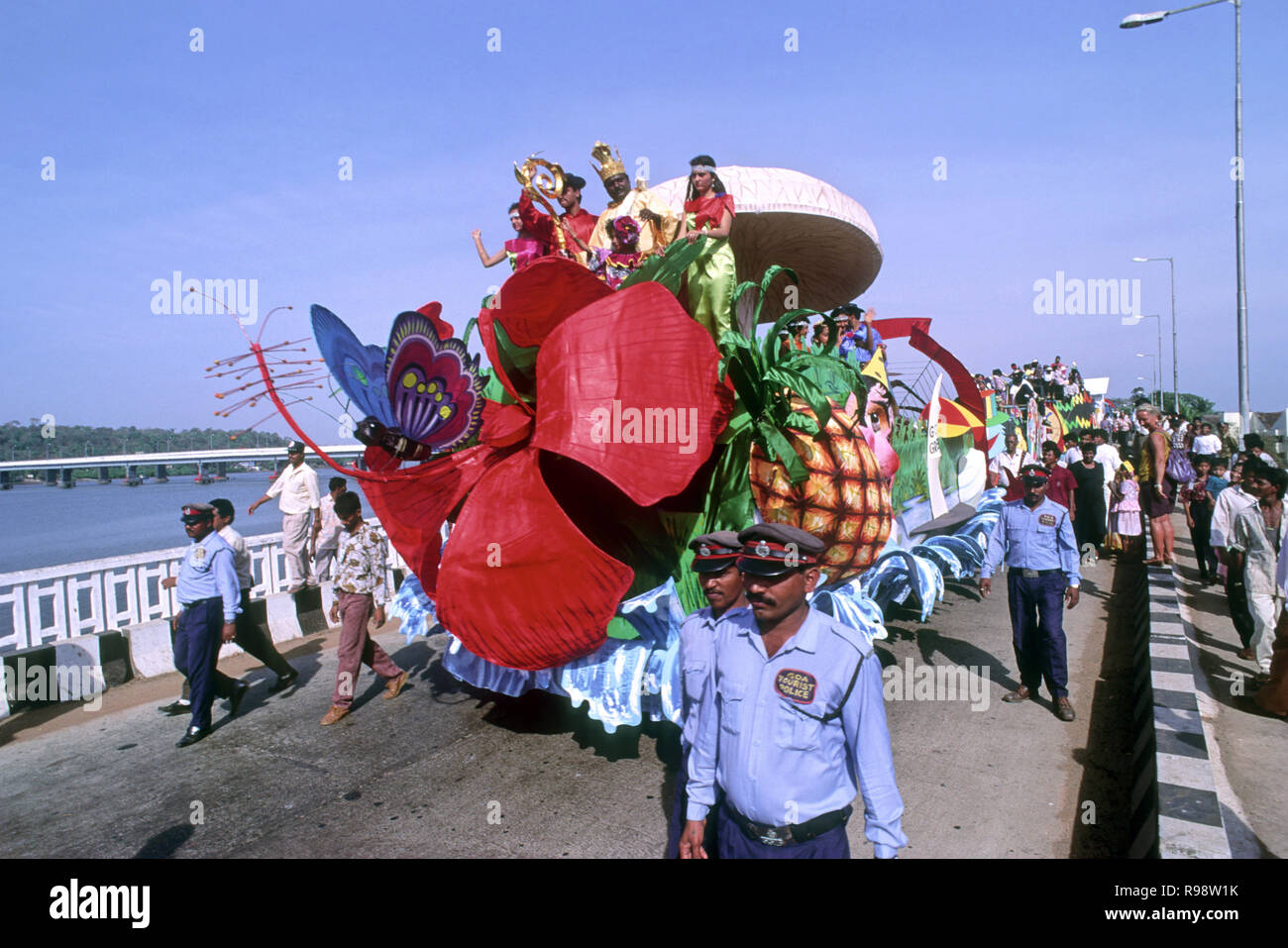 Carnaval de Goa, Le Roi Momo et Reine float, Panjim, Goa, Inde Banque D'Images