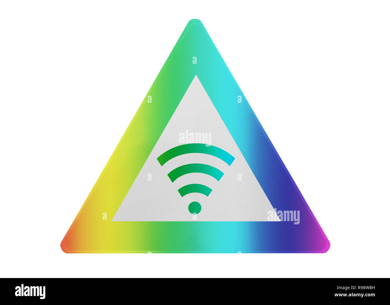 Panneau de circulation isolés - WiFi - couleur arc-en-ciel et isolés Banque D'Images