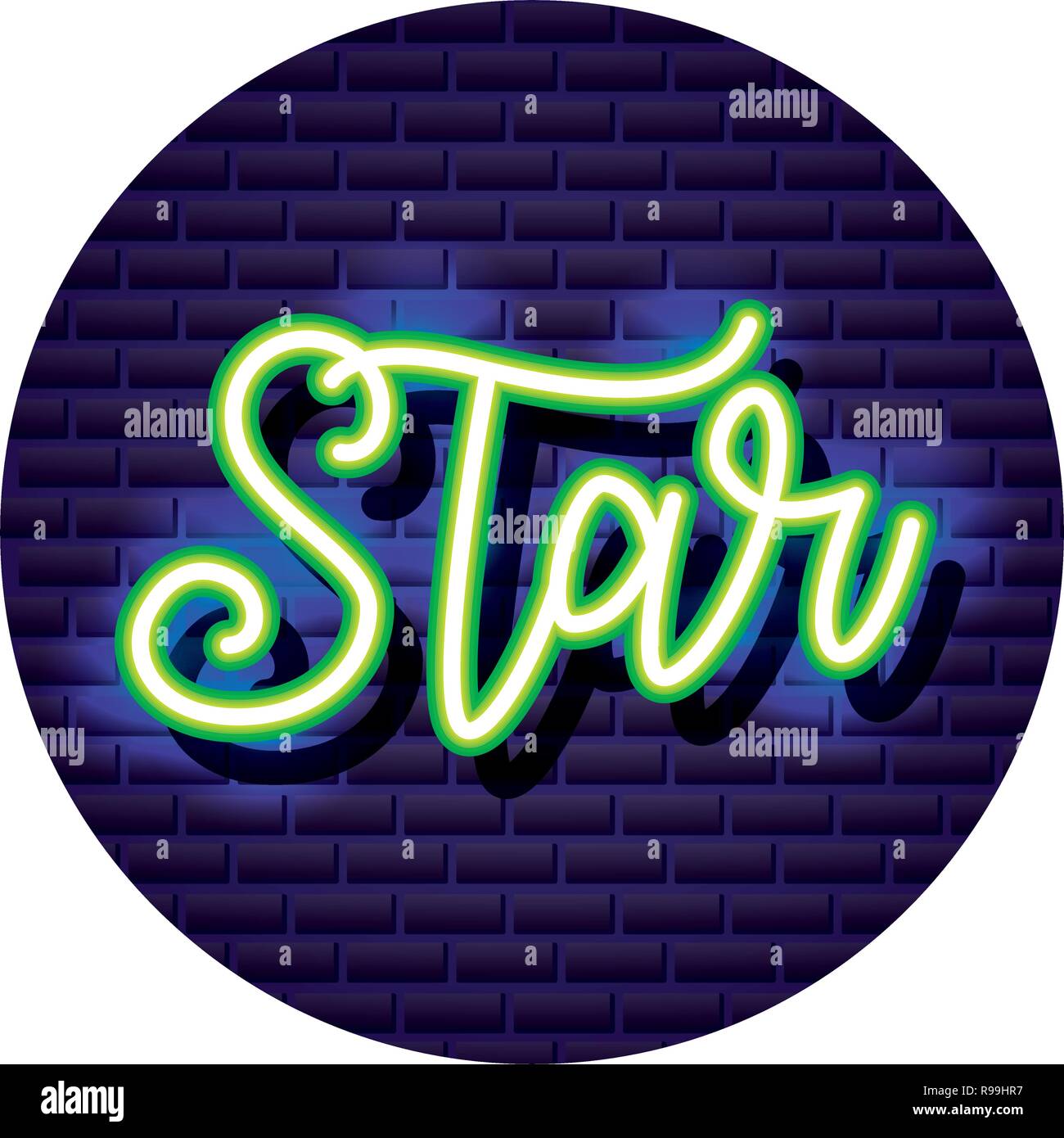 La lumière au néon lettrage étoiles mur brique vector illustration Illustration de Vecteur