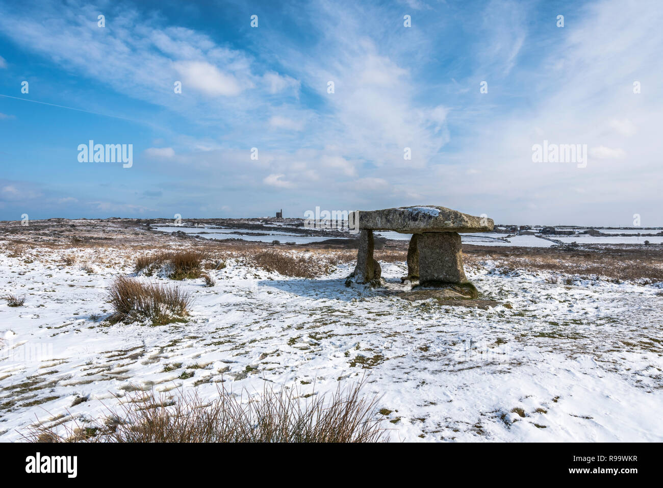 Âge du Bronze pierres Lanyon quoit West Cornwall Cornwall maures UK Europe Banque D'Images