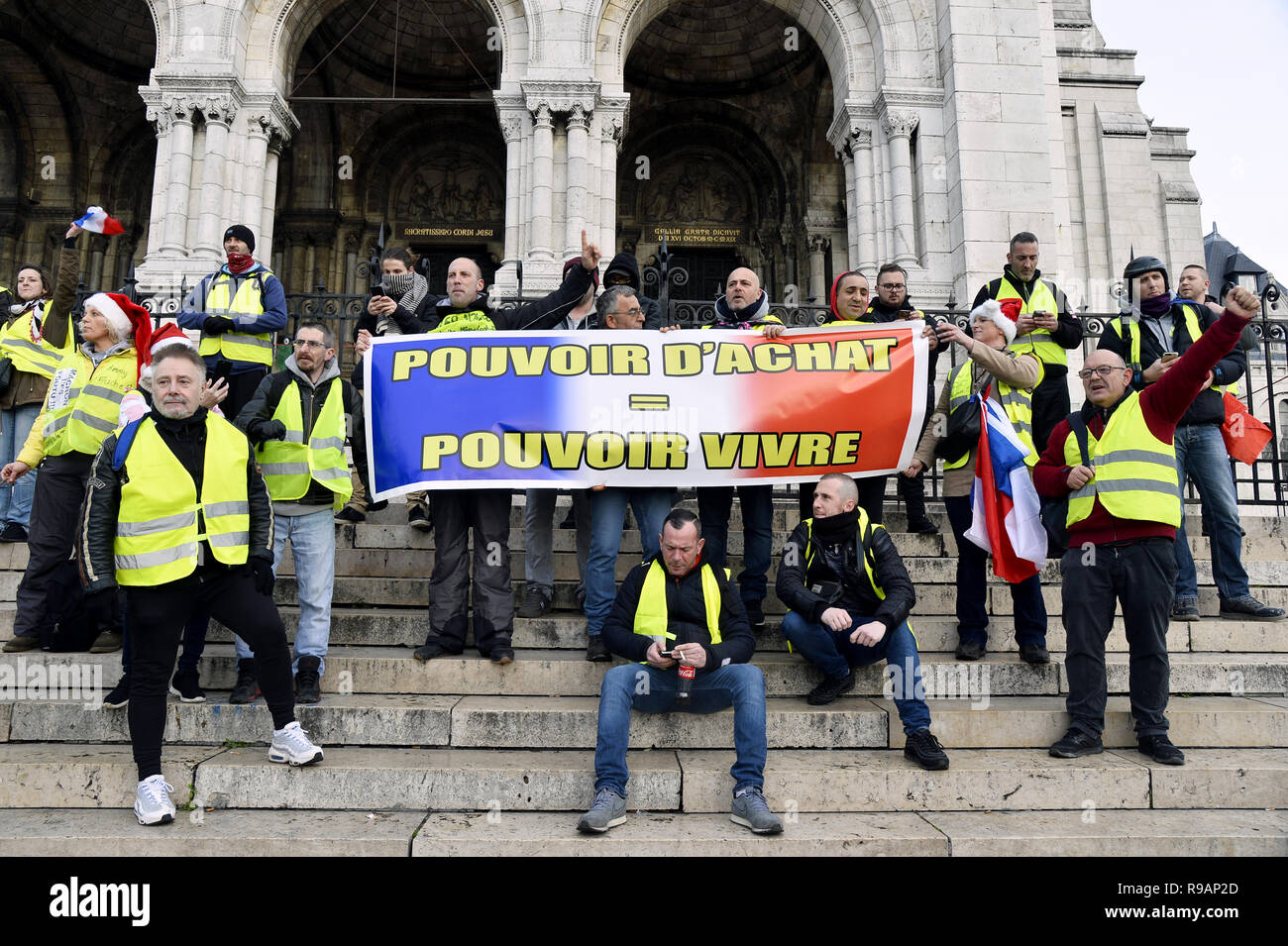 Paris, France. 22 décembre 2018. Le samedi 22 mars, la 6e ronde de jaune manifestation à Paris a eu lieu à la dernière minute à Montmartre sans avertissement. Crédit : Frédéric VIELCANET/Alamy Live News Banque D'Images