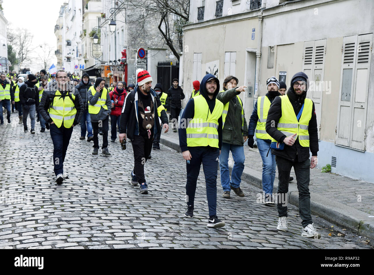 Paris, France. 22 décembre 2018. Le samedi 22 mars, la 6e ronde de jaune manifestation à Paris a eu lieu à la dernière minute à Montmartre sans avertissement. Crédit : Frédéric VIELCANET/Alamy Live News Banque D'Images