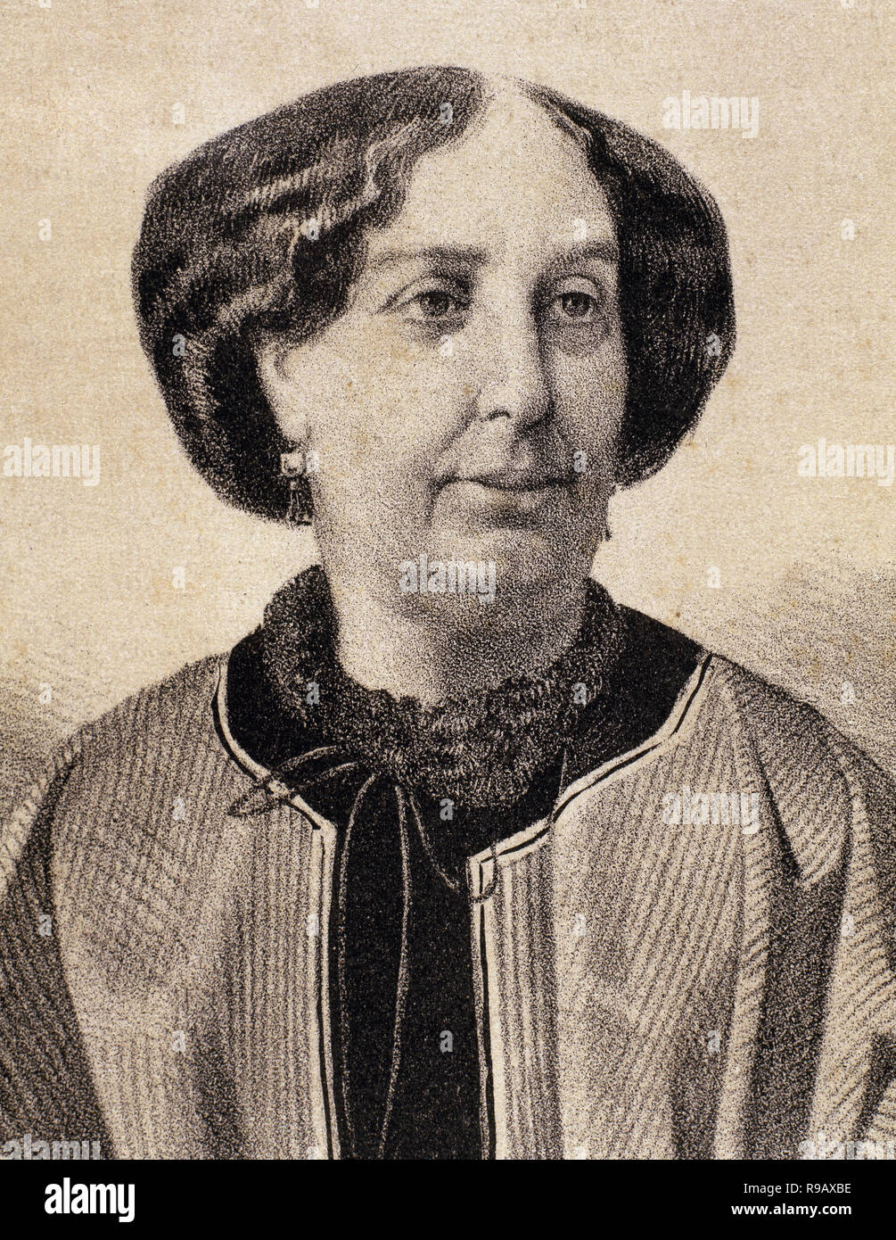 Sand, George, pseudonyme d'Aurore Dupin (Paris, 1804 - Nohant, 1876). Romancier français. La gravure. Banque D'Images