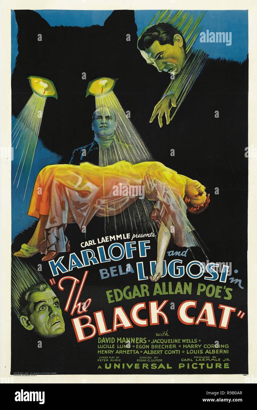 Film Original Titre : LE CHAT NOIR. Titre en anglais : LE CHAT NOIR. Année : 1934. Directeur : EDGAR ULMER. Credit : UNIVERSAL PICTURES / Album Banque D'Images