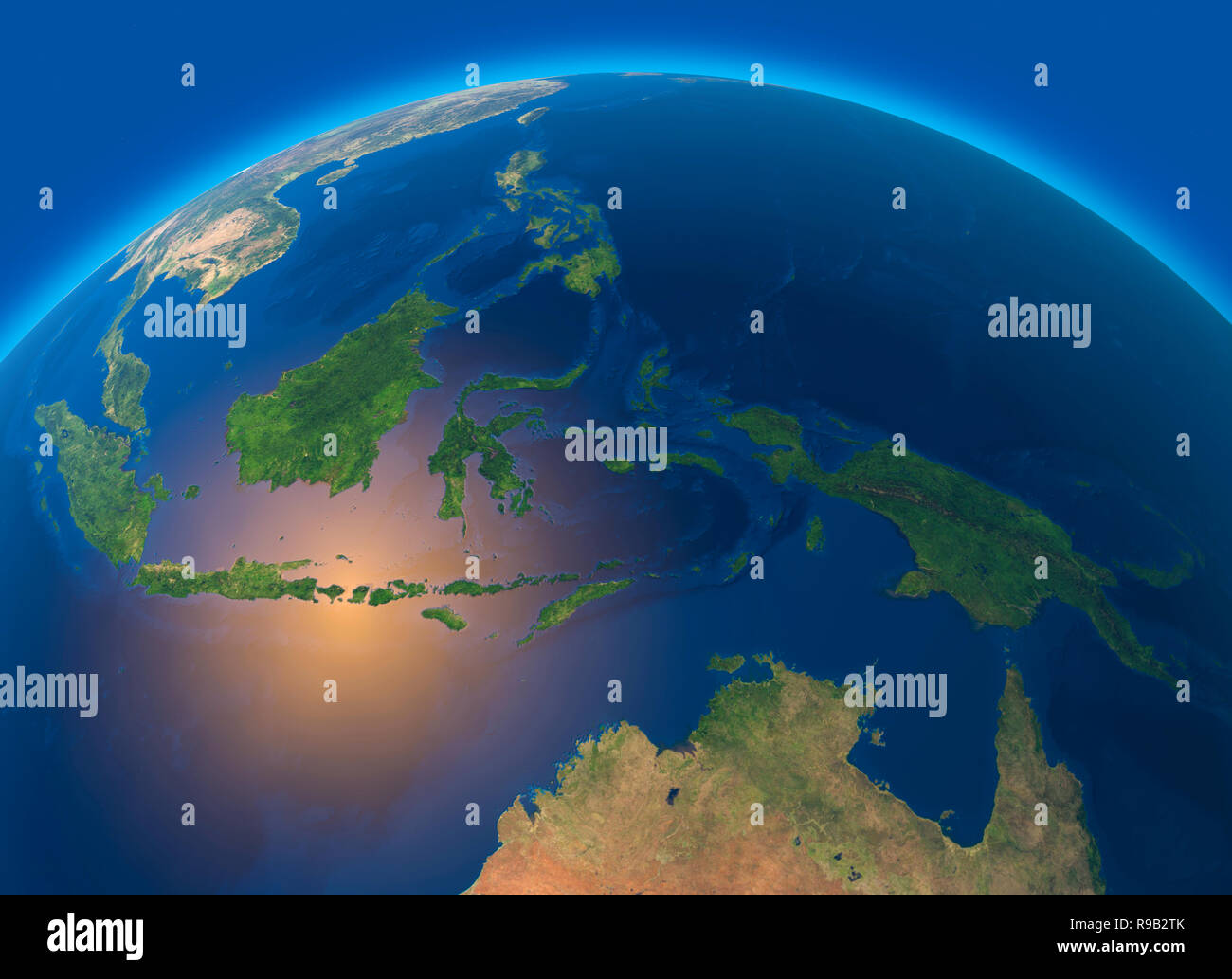 Carte Physique Du Monde La Vue Satellite De Lasie Du Sud
