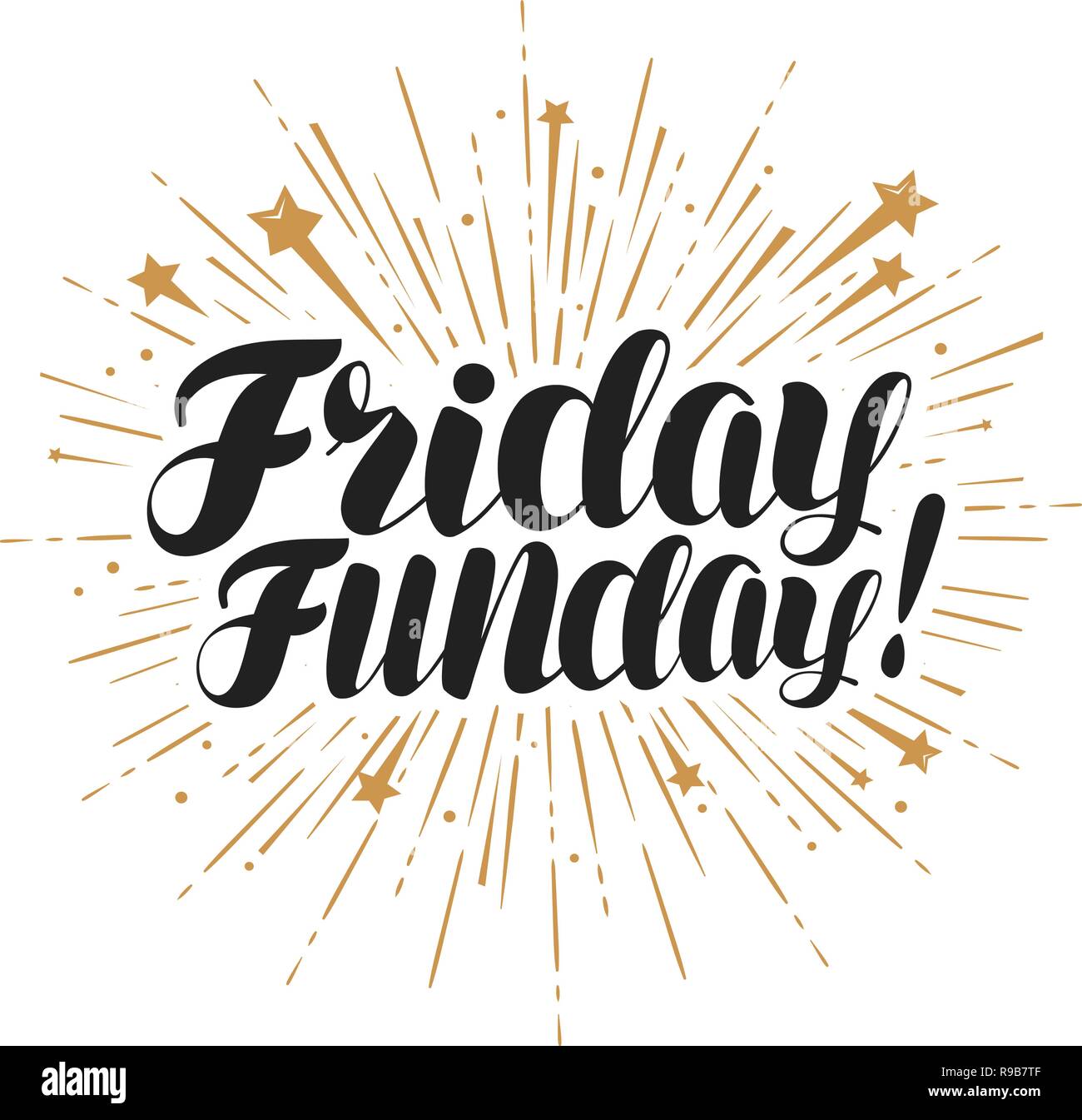 Vendredi funday, lettrage. Inscription manuscrite design typographique, vector illustration Illustration de Vecteur