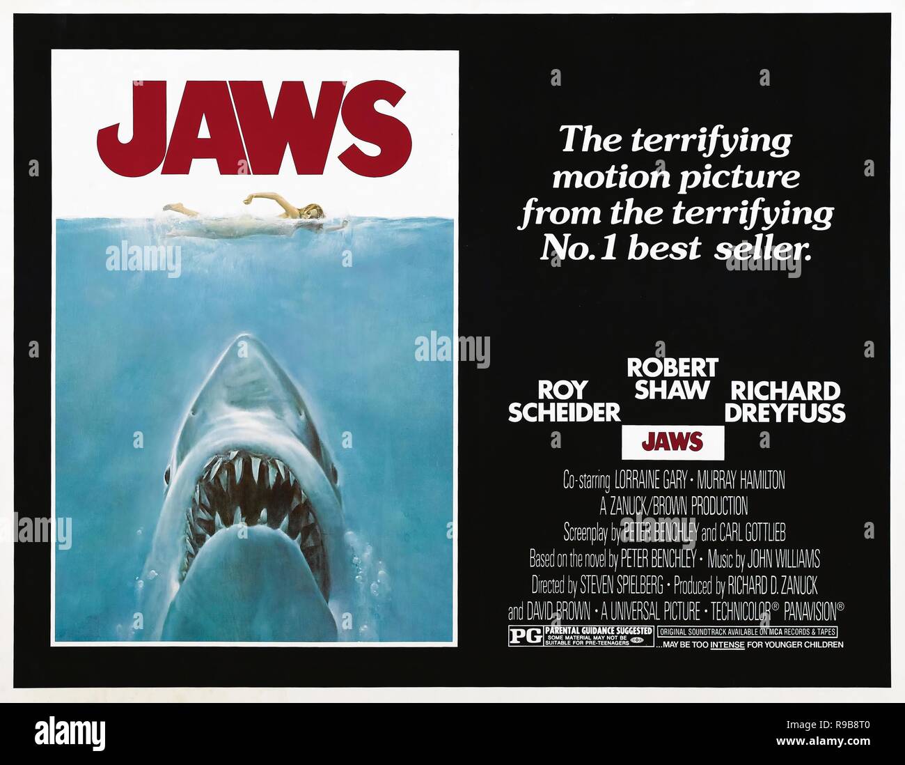 Titre original : JAWS. Titre en anglais : JAWS. Année : 1975. Réalisateur : Steven Spielberg. Credit : Zanuck/Brown Productions/Universal Pictures / Album Banque D'Images