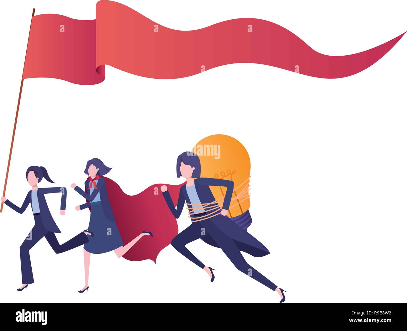 Les femmes d'affaires avec set icons Illustration de Vecteur