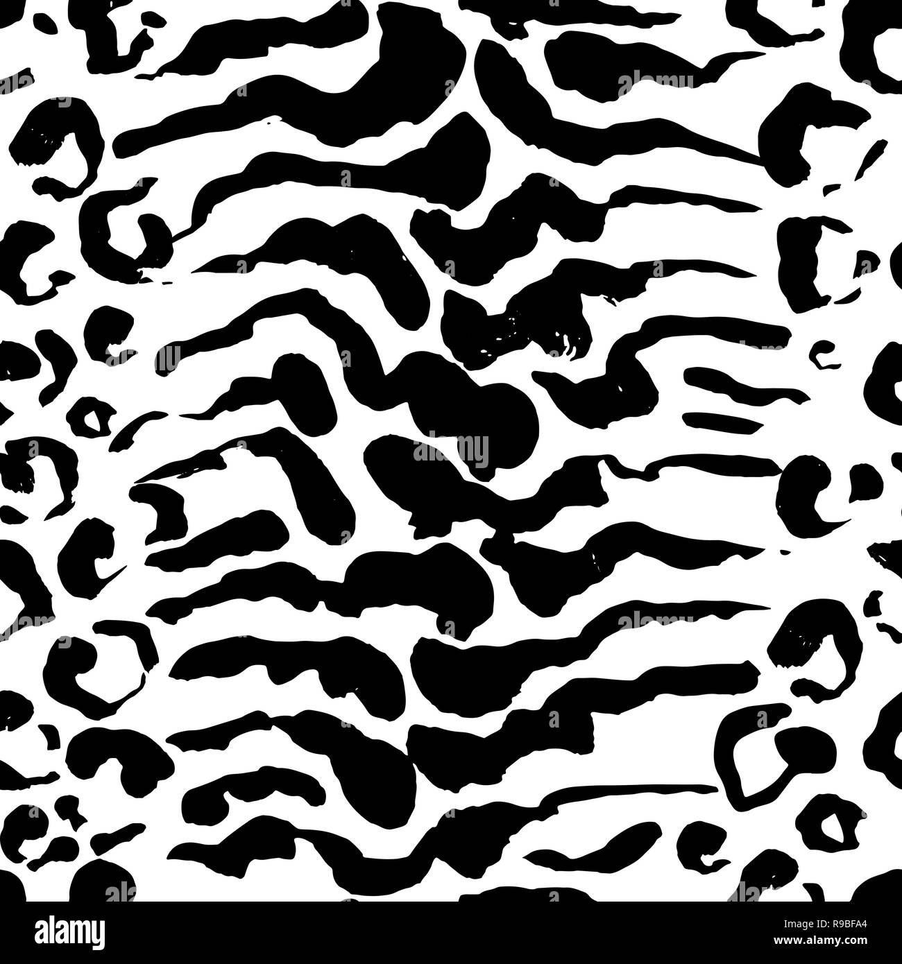 Leopard motif peint pinceau transparente. Tigre noir et blanc grunge background. Illustration de Vecteur