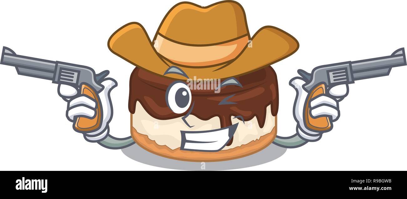 Caricature de cow-boy qu'un délicieux gâteau aux fruits rouges Illustration de Vecteur