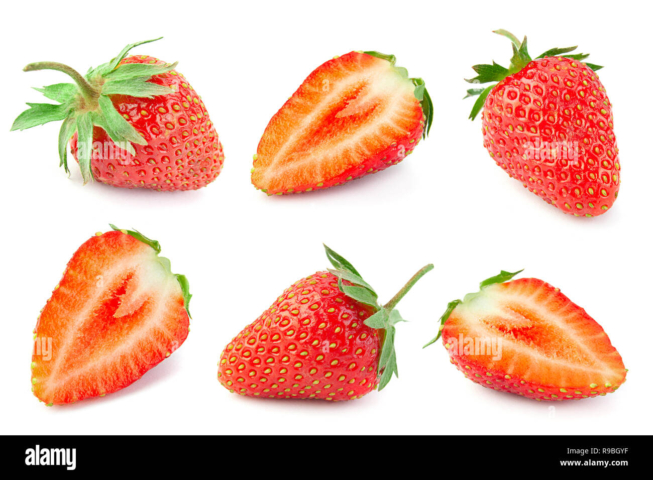 Mise à fruit fraise libre isolé sur fond blanc Banque D'Images