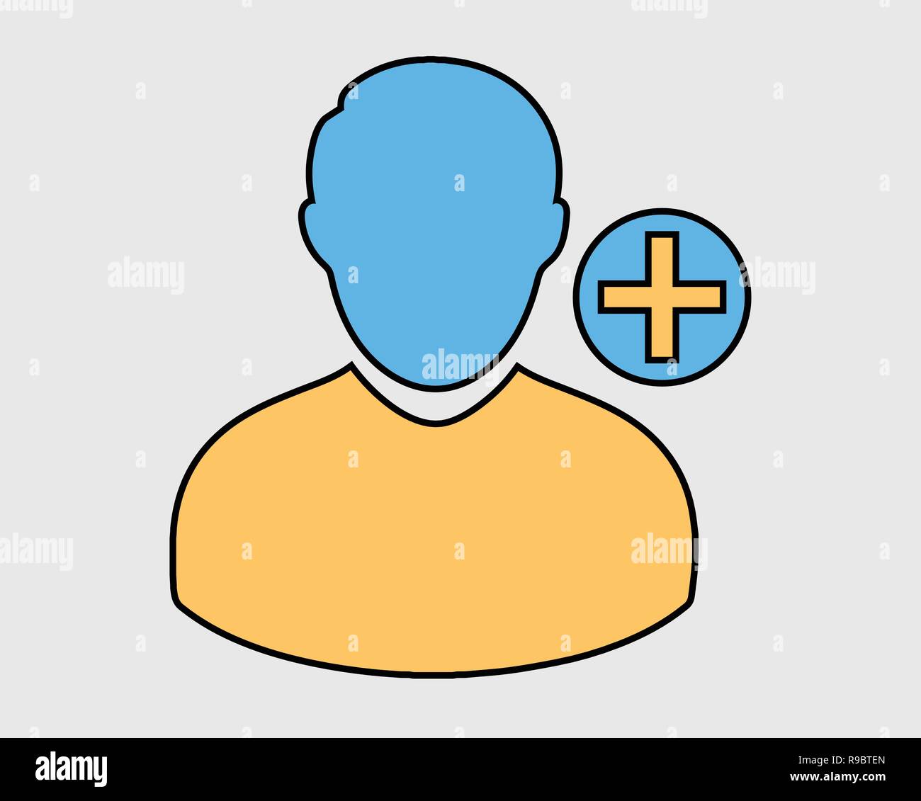 Augmentation colorés ou ajouter des utilisateurs icône sur fond gris Illustration de Vecteur