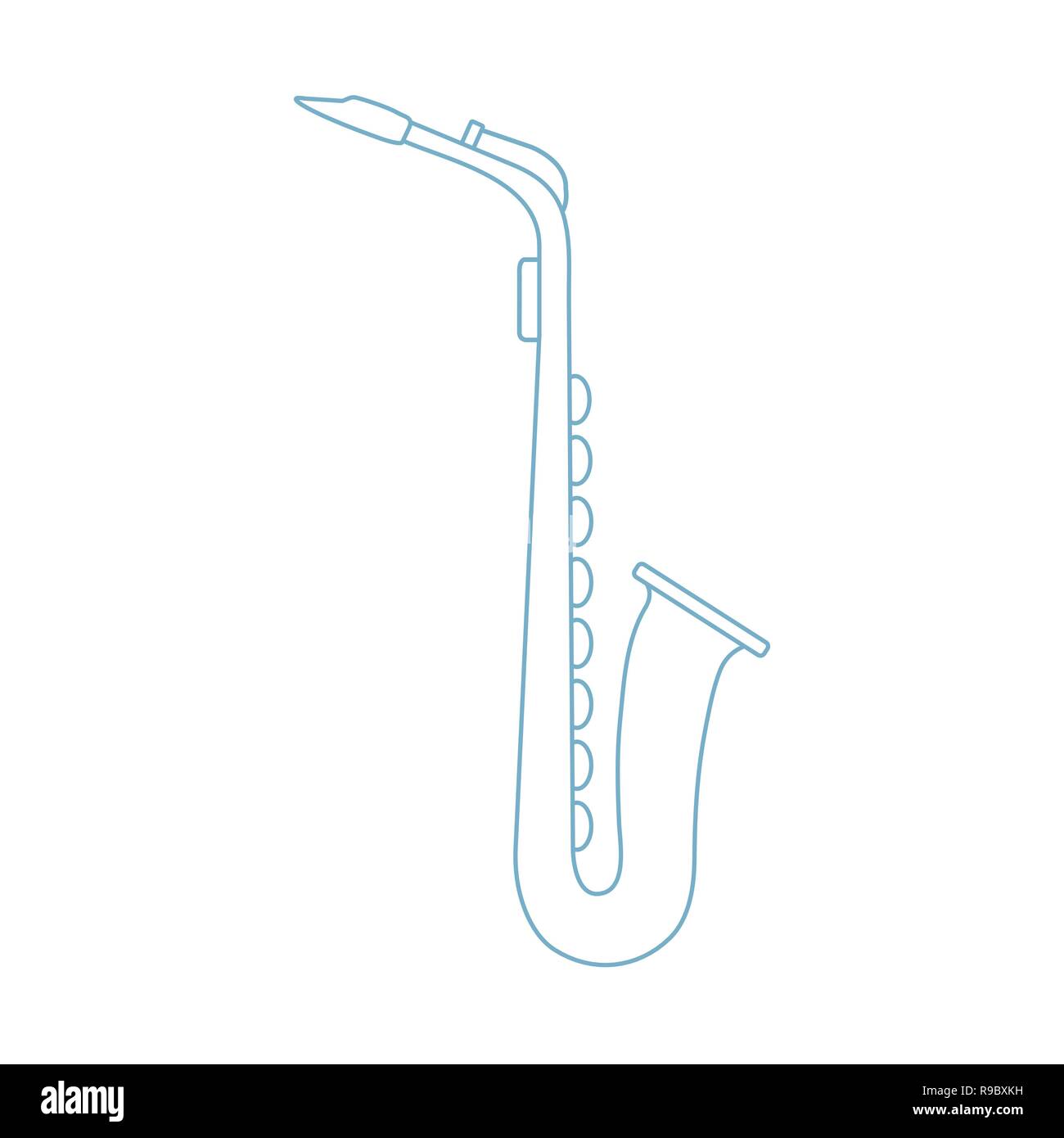 Vector illustration avec le saxophone. Instrument à vent de la musique classique. Illustration de Vecteur