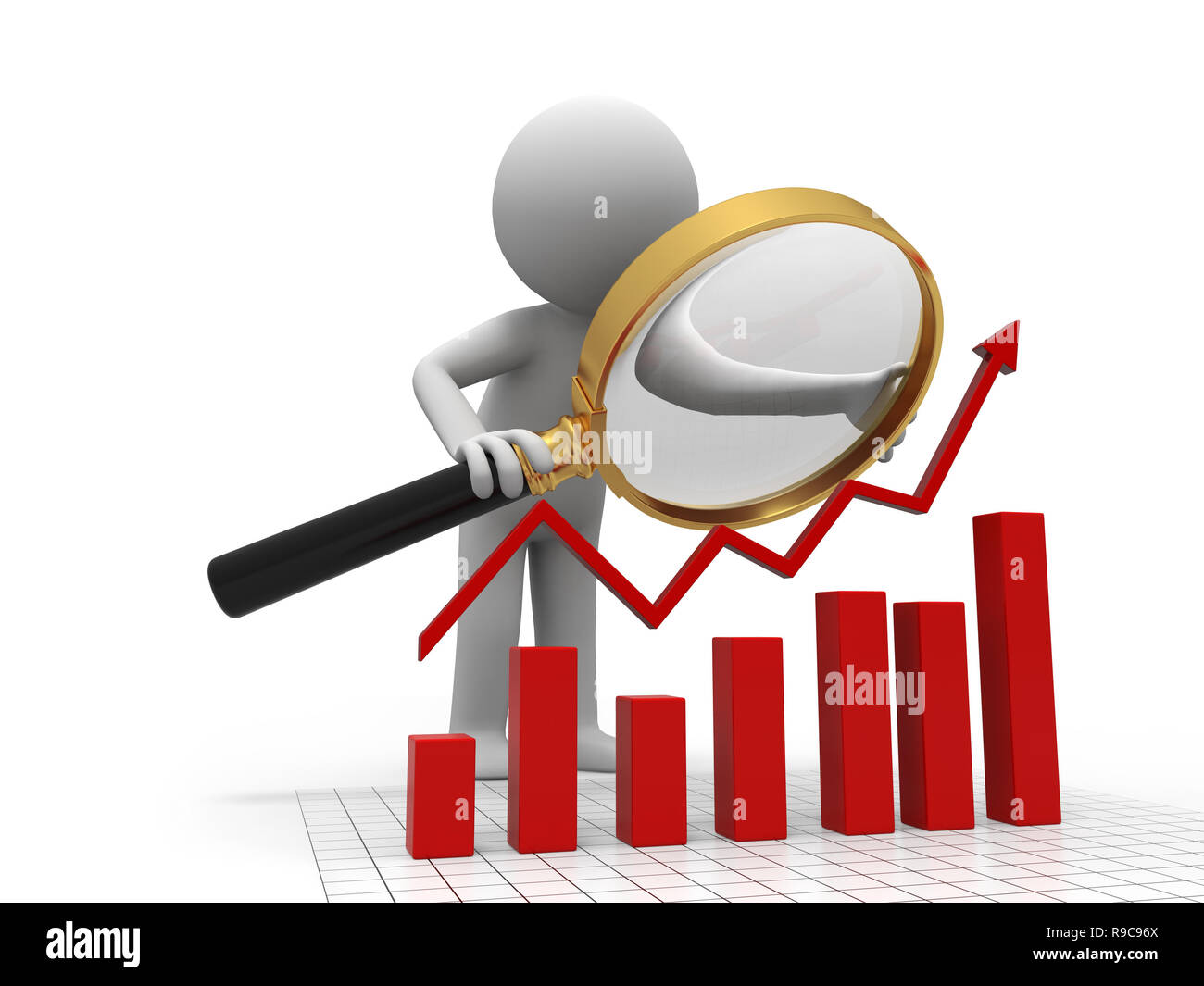 Une personne en regardant le graphique à barres Banque D'Images