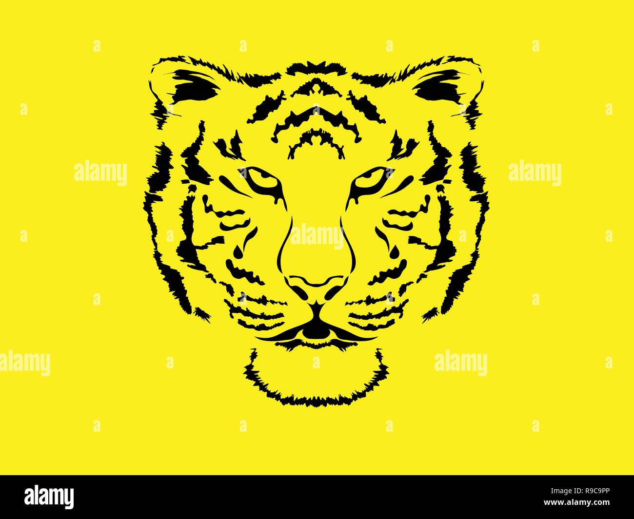 Tête de tigre chat affamé icône vecteur sauvage Illustration de Vecteur
